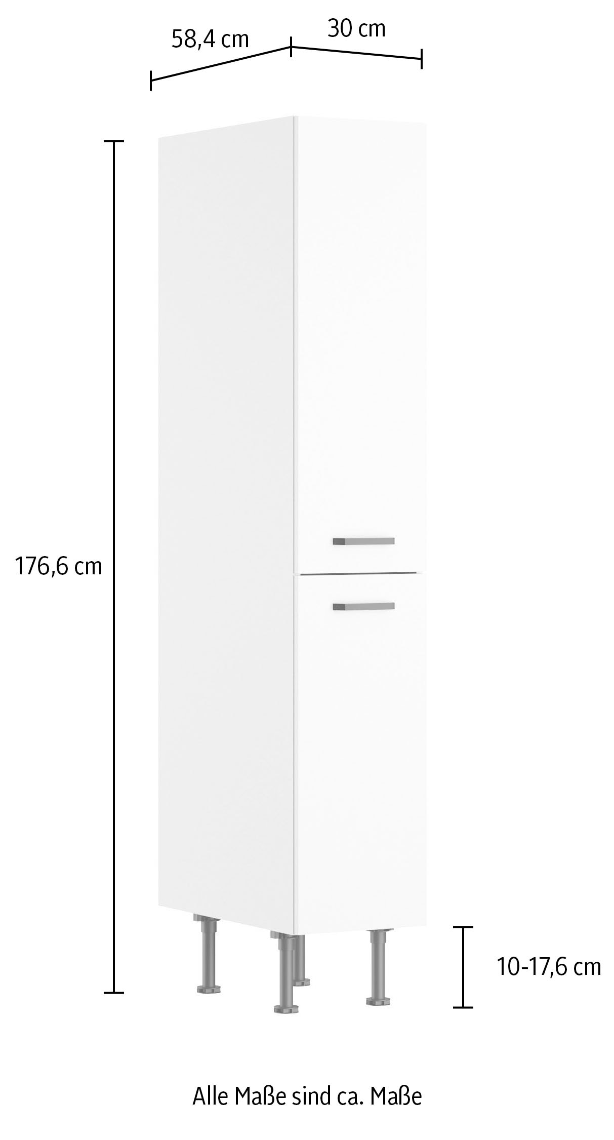 KOCHSTATION Apothekerschrank »KS-Paula« 30 cm breit, 176 cm hoch, 2 Auszüge, 4 Ablagen
