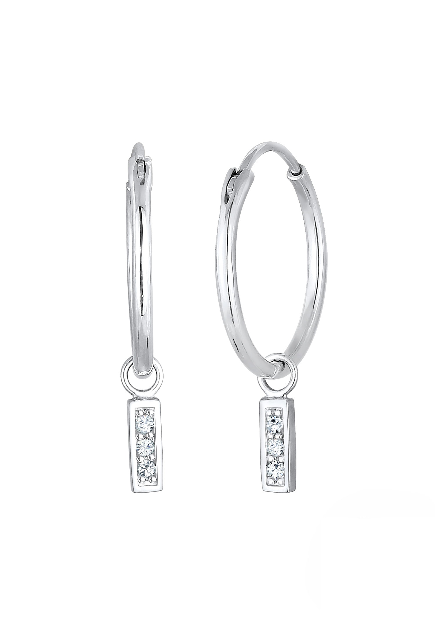 Elli Paar Creolen »Ohrringe Creolen Glas Kristalle Weiß 925 Sterling Silber«