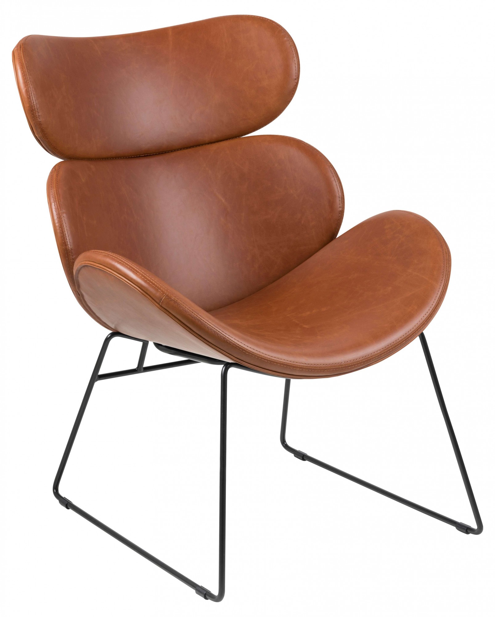 ACTONA GROUP Stuhl »Cazar Loungesessel«, Kunstleder, Brandyfarbenem PU  lederoptik und Kufengestell aus Stahl Schwarz bequem bestellen