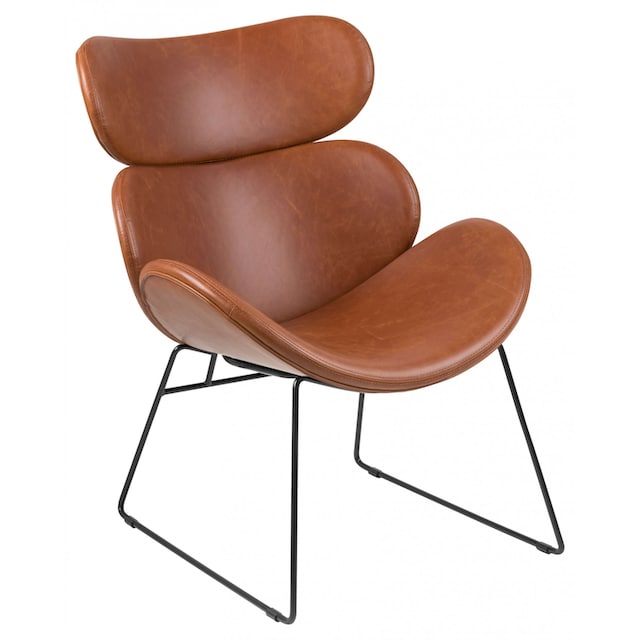 ACTONA GROUP Stuhl »Cazar Loungesessel«, Kunstleder, Brandyfarbenem PU  lederoptik und Kufengestell aus Stahl Schwarz bequem bestellen
