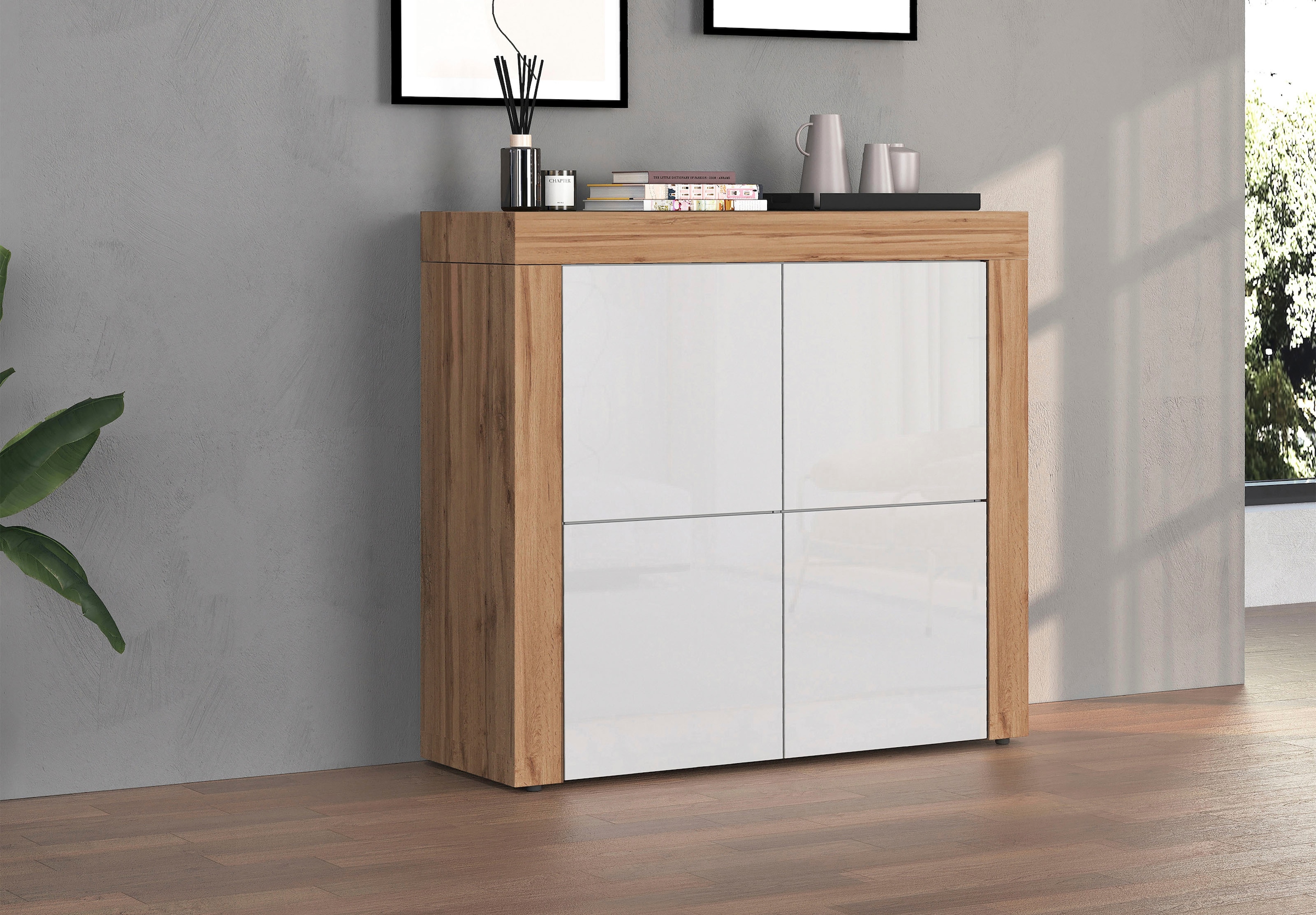 OTTO home Highboard »CHRONOS Breite 140 cm mit 4 Türen und 8 Fächer 'Made in Italy'« 1 Stk. tlg. Hohes Sideboard, Kommode, Schrank, Grifflos mit Push to Open
