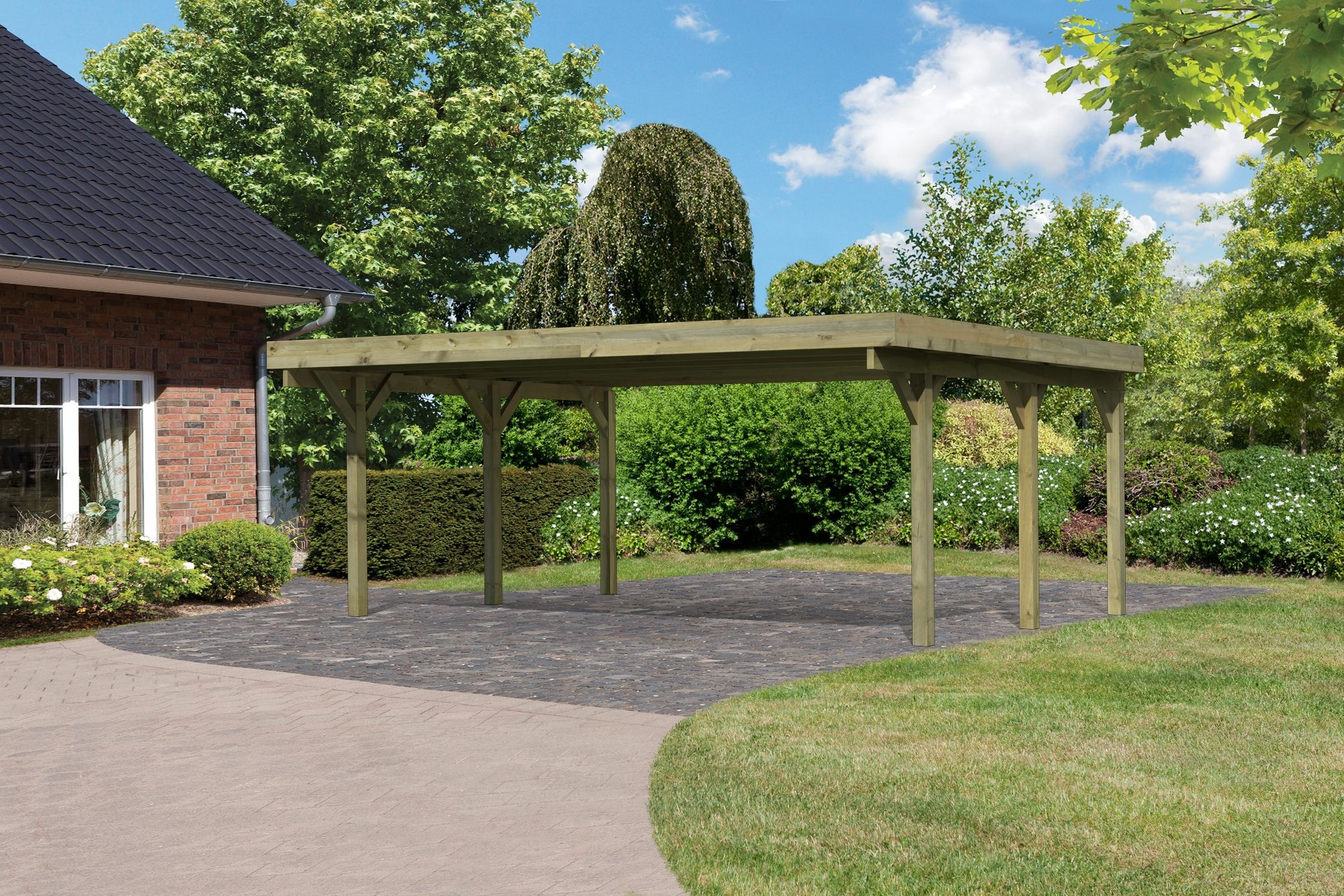 Karibu Doppelcarport »Classic 1«, Holz, 540 cm, braun