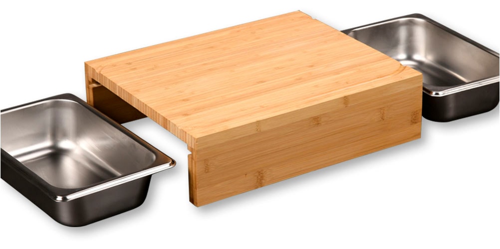 KESPER® Schneidebrett »mit 2 herausziehbaren Auffangschalen« Gastro-Norm 1/2