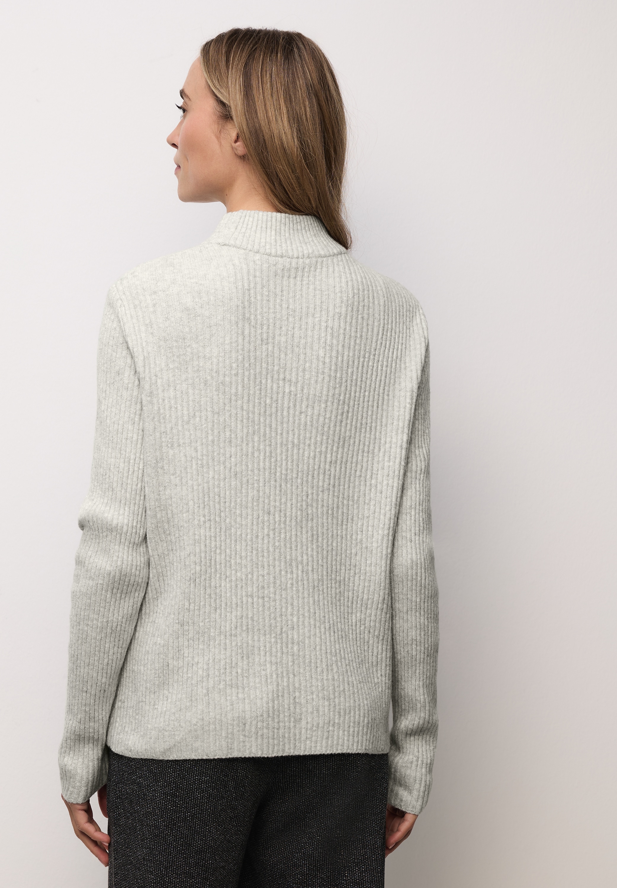 STREET ONE Stehkragenpullover mit dezentem Strukturmuster