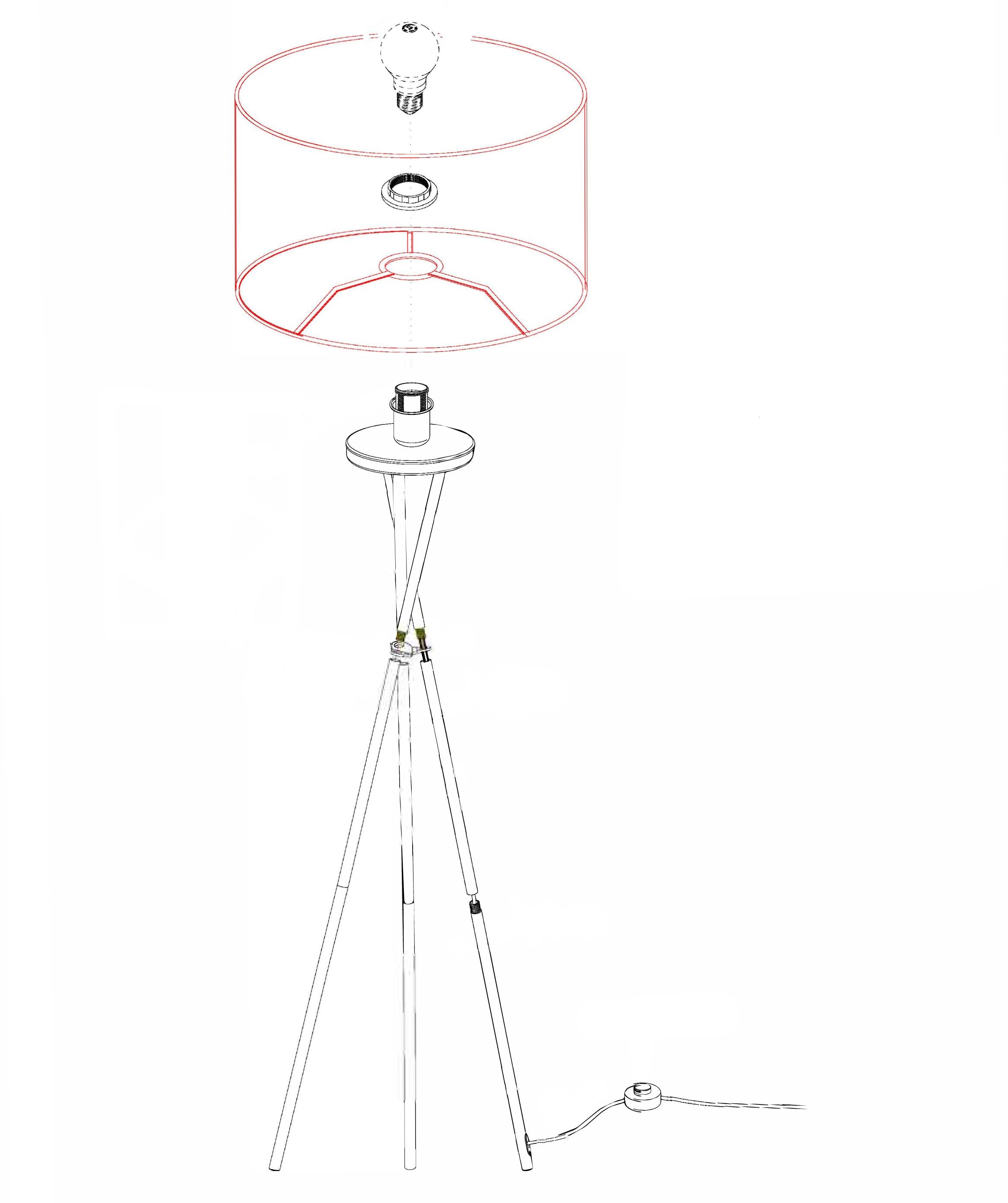 EGLO Stehlampe »FONDACHELLI«, 1 flammig-flammig, kaufen Garantie / Ø51 online Jahren | Stehlampe cm nickel XXL weiß Hochwertige x / mit 3 H151,5