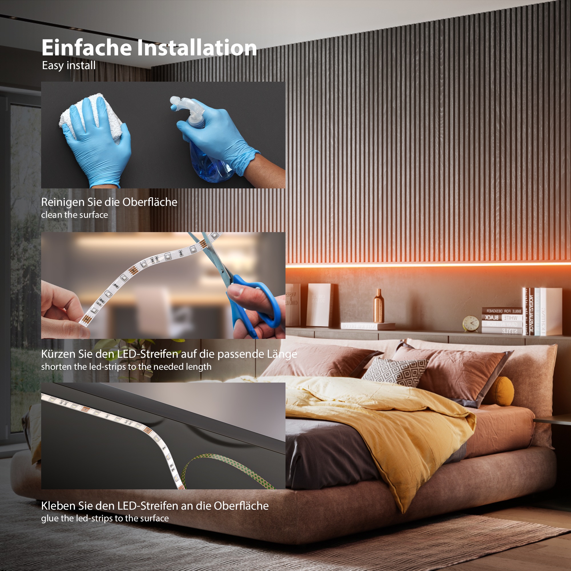 B.K.Licht LED Stripe »USB LED Strip, 3 m, mit Farbwechsel«, 90 St.-flammig, Lichtleiste, mit Fernbedienung, selbstklebend