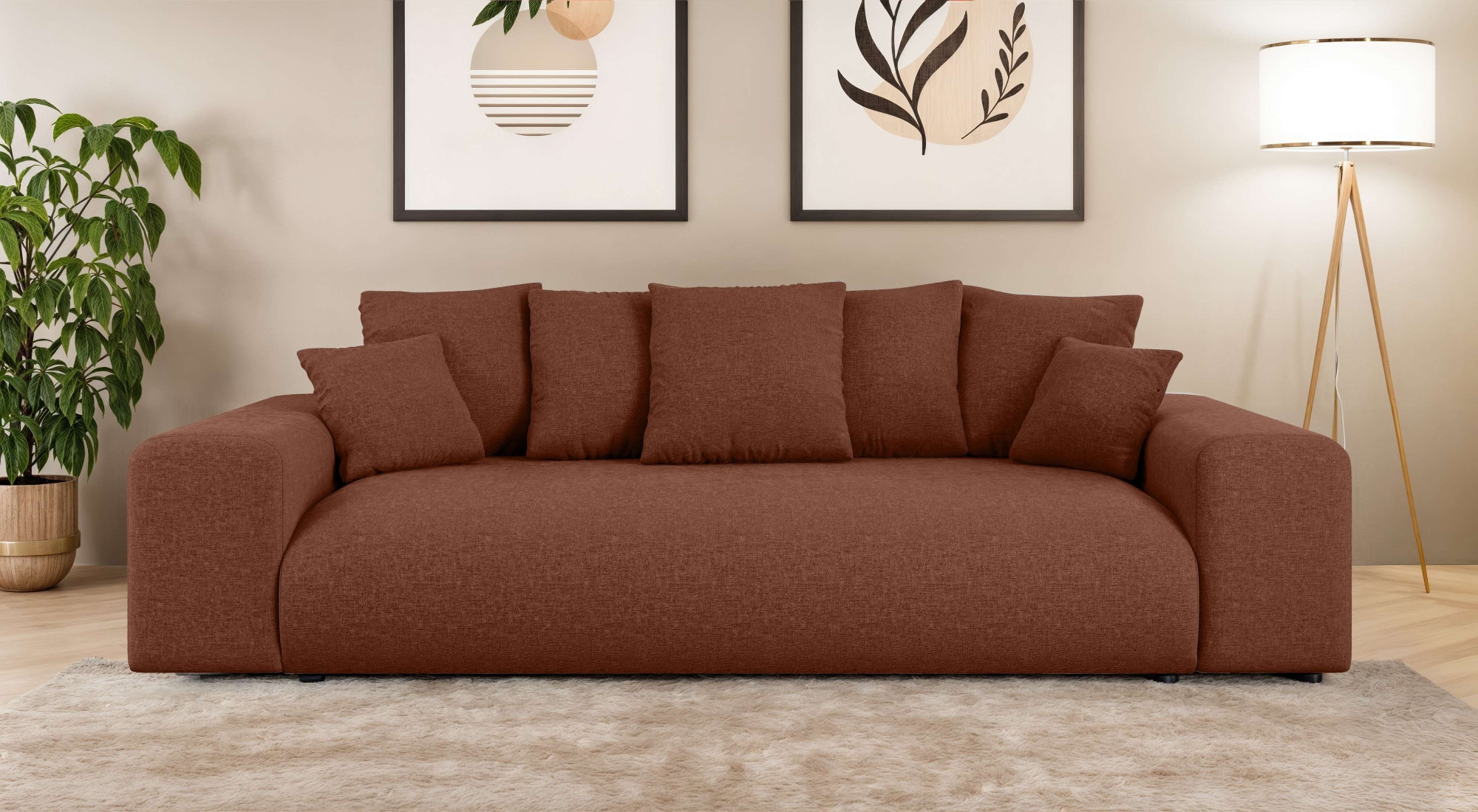 Home affaire Big-Sofa »LAKESIDE 3-Sitzer Schlafsofa mit Bettkasten, Breite 256,5 cm« Liegefläche 168,5x195 cm, hoher Sitzkomfort, Maße B/T/H: 256/122/82cm