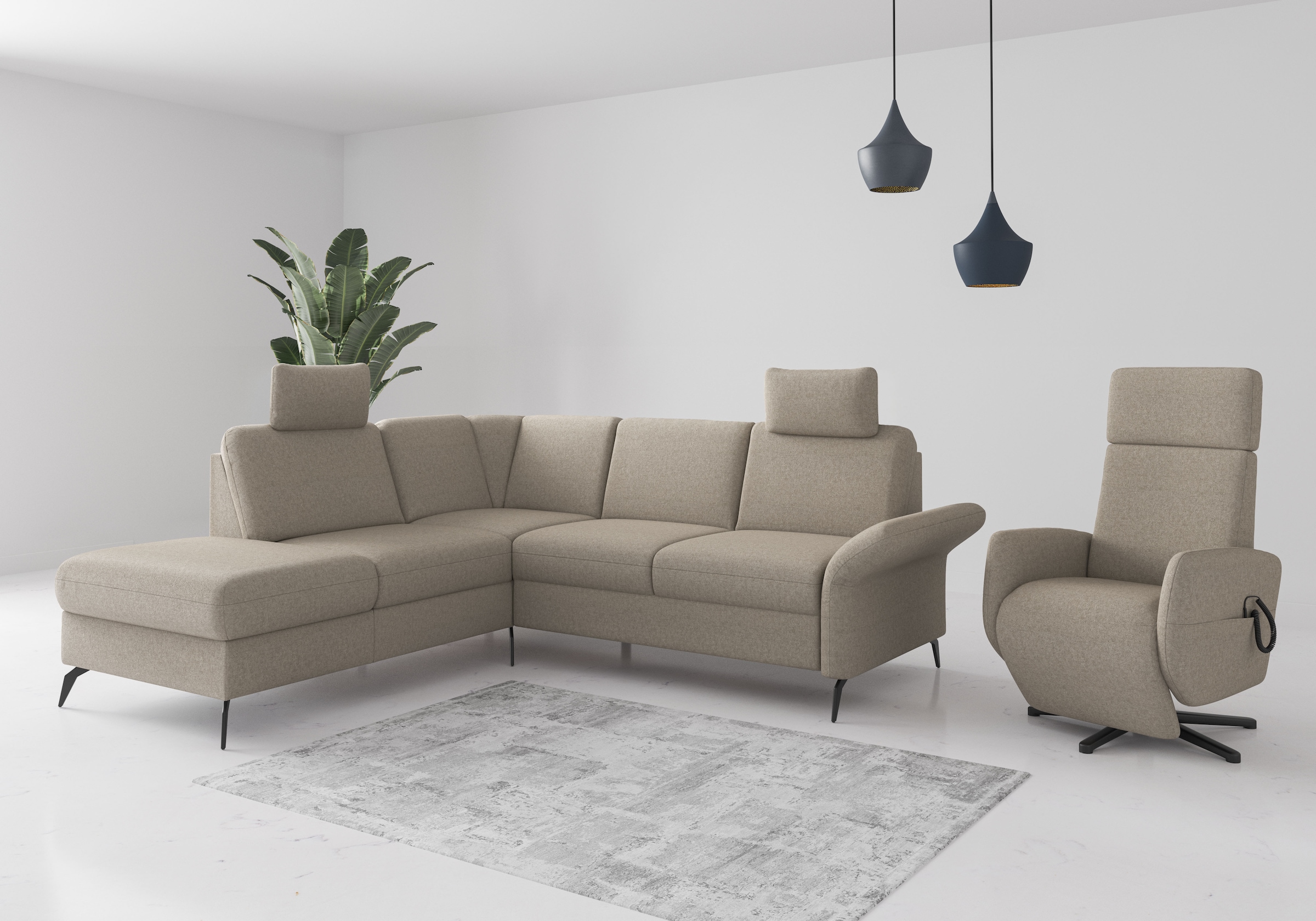 Home affaire Ecksofa »Rochelle«, wahlweise mit Bettfunktion, Bettkasten und Armteilverstellung