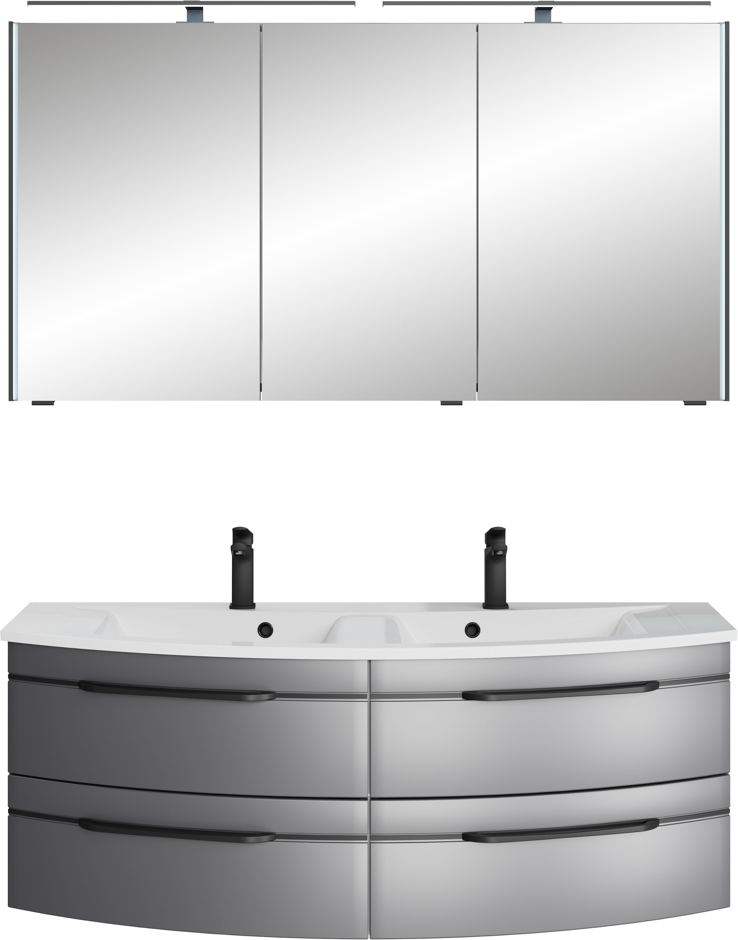 Saphir Badmöbel-Set »Badezimmer-Set 133,2 cm breit, inkl. Türdämpfer, 3 Türen, 4 Schubladen« Set, 2 Stk. tlg.