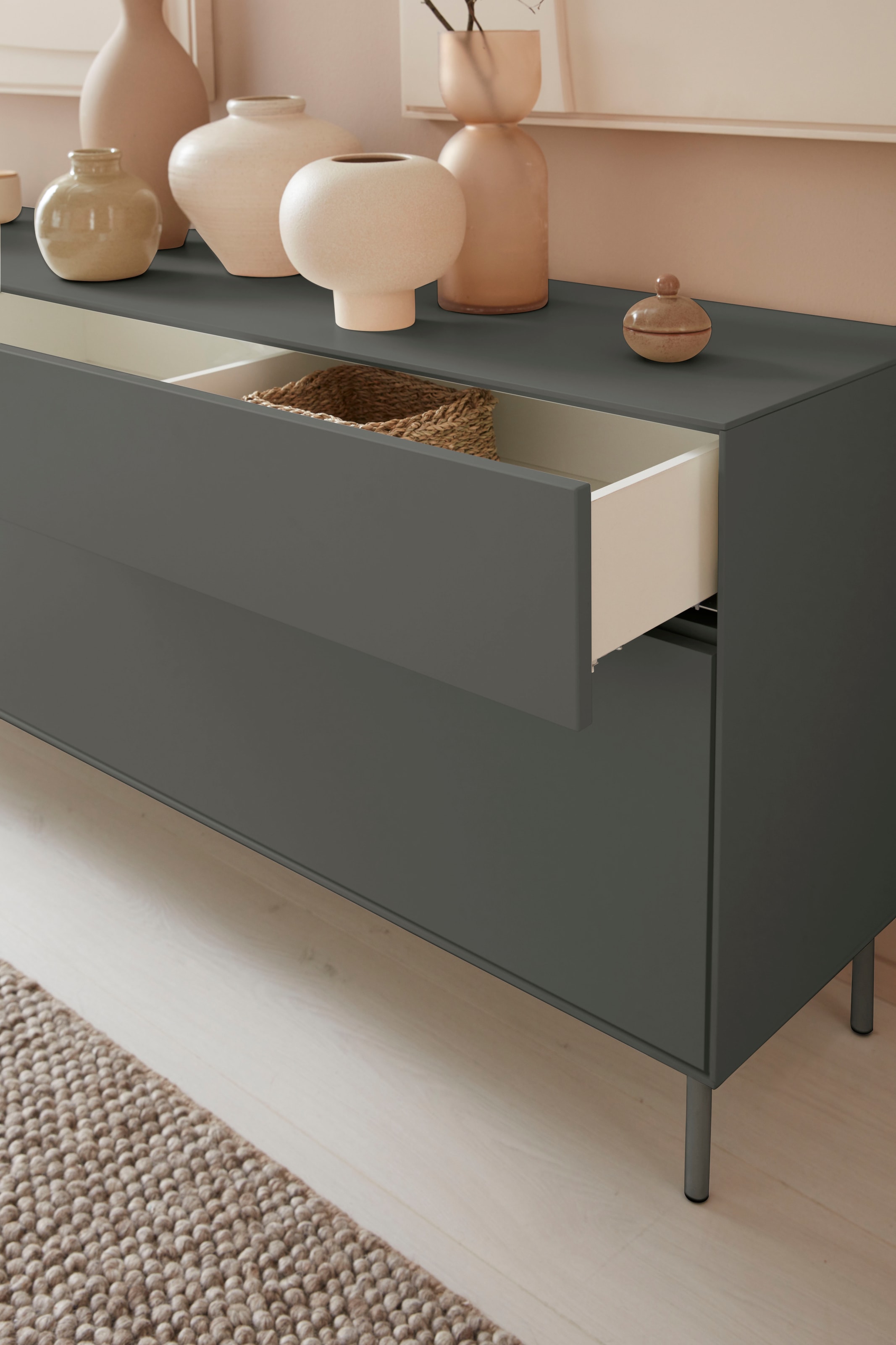 LeGer Home by Lena Gercke Lowboard »Essentials«, Breite: 127 cm, MDF lackiert, Push-to-open-Funktion