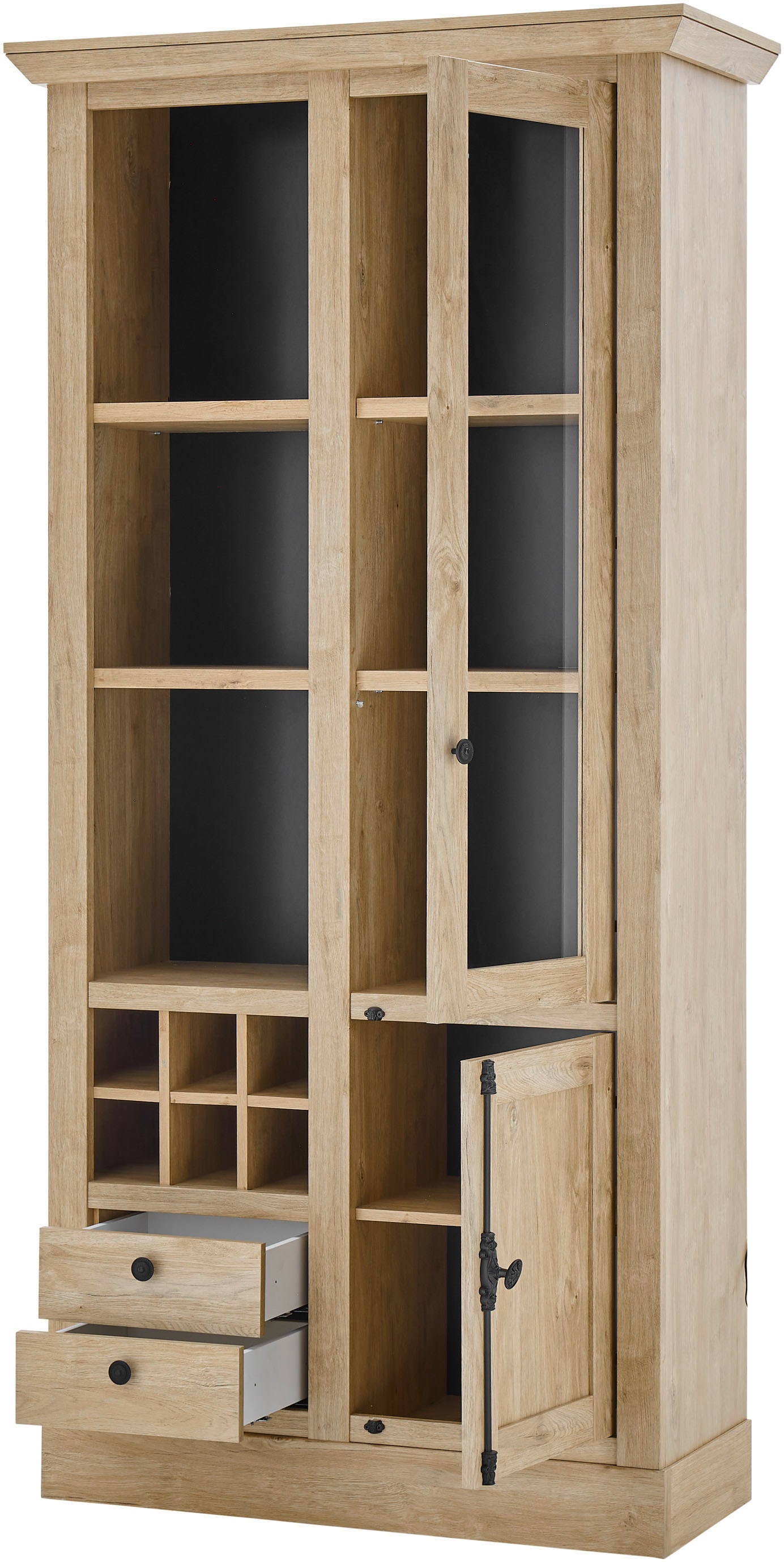 Home affaire Wohnwand »Cornwall, Anbauwand im Landhausstil, Wohnzimmer-Set, Eiche Dekor« Set, 4 Stk. tlg.