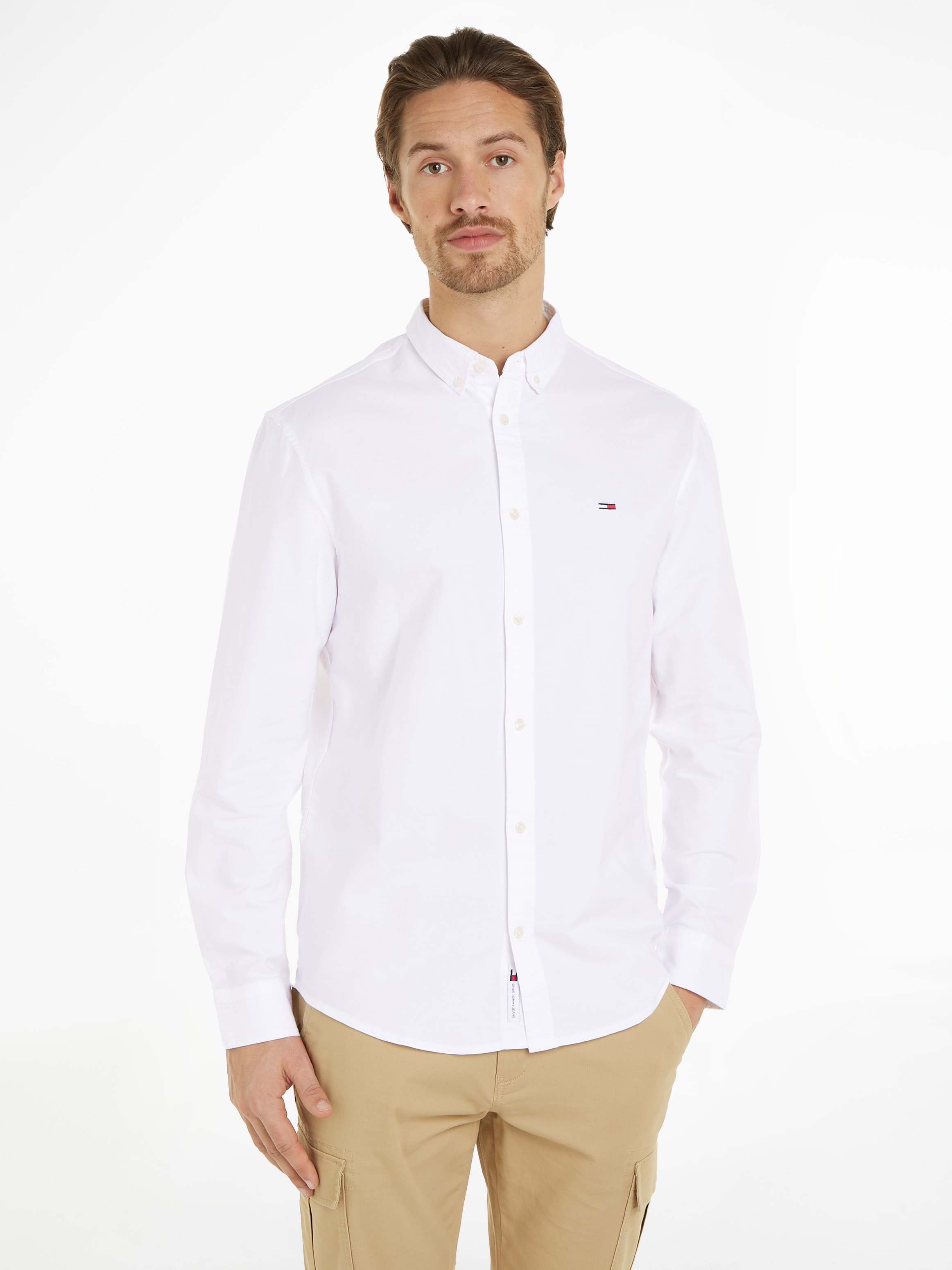 Tommy Jeans Langarmhemd »TJM ENTRY REG OXFORD SHIRT«, mit Logoprägung