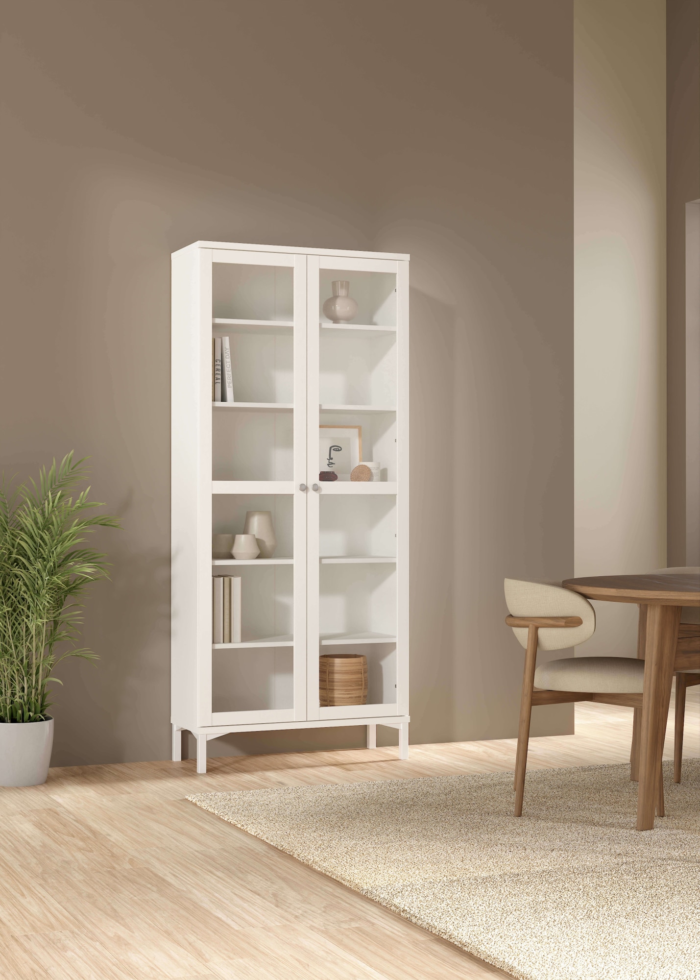 INOSIGN Vitrine »Roma Vitrinenschrank, Standvitrine, Glasvitrine, Schrank, Stauraum«, 2 Glastüren, Höhe 200 cm, 6 Fächer, Breite 89 cm