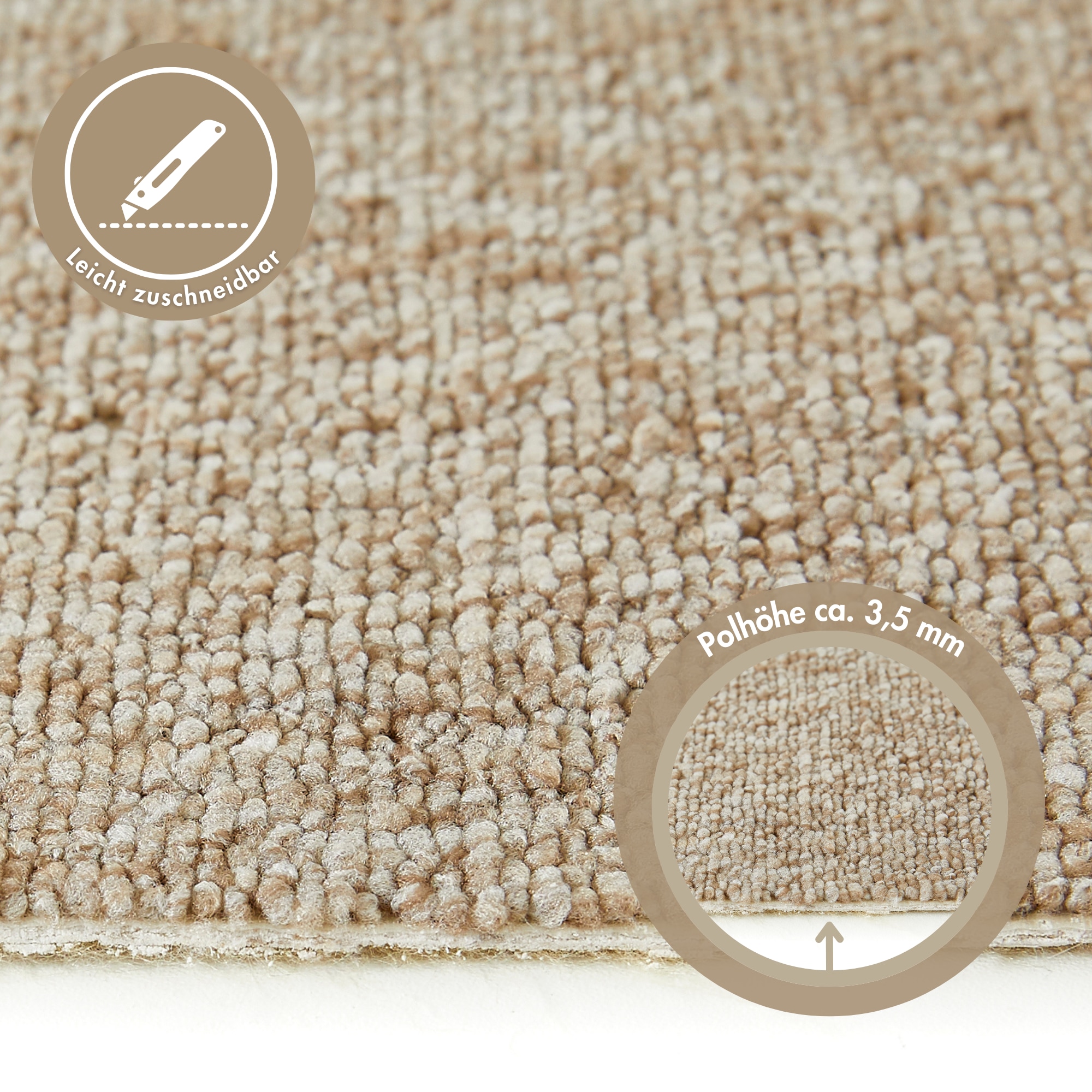 Andiamo Teppichboden »Bruce, Schlinge«, rechteckig, 4 mm Höhe, meliert. Breite 400 cm, Wohnzimmer, strapazierfähig & robust