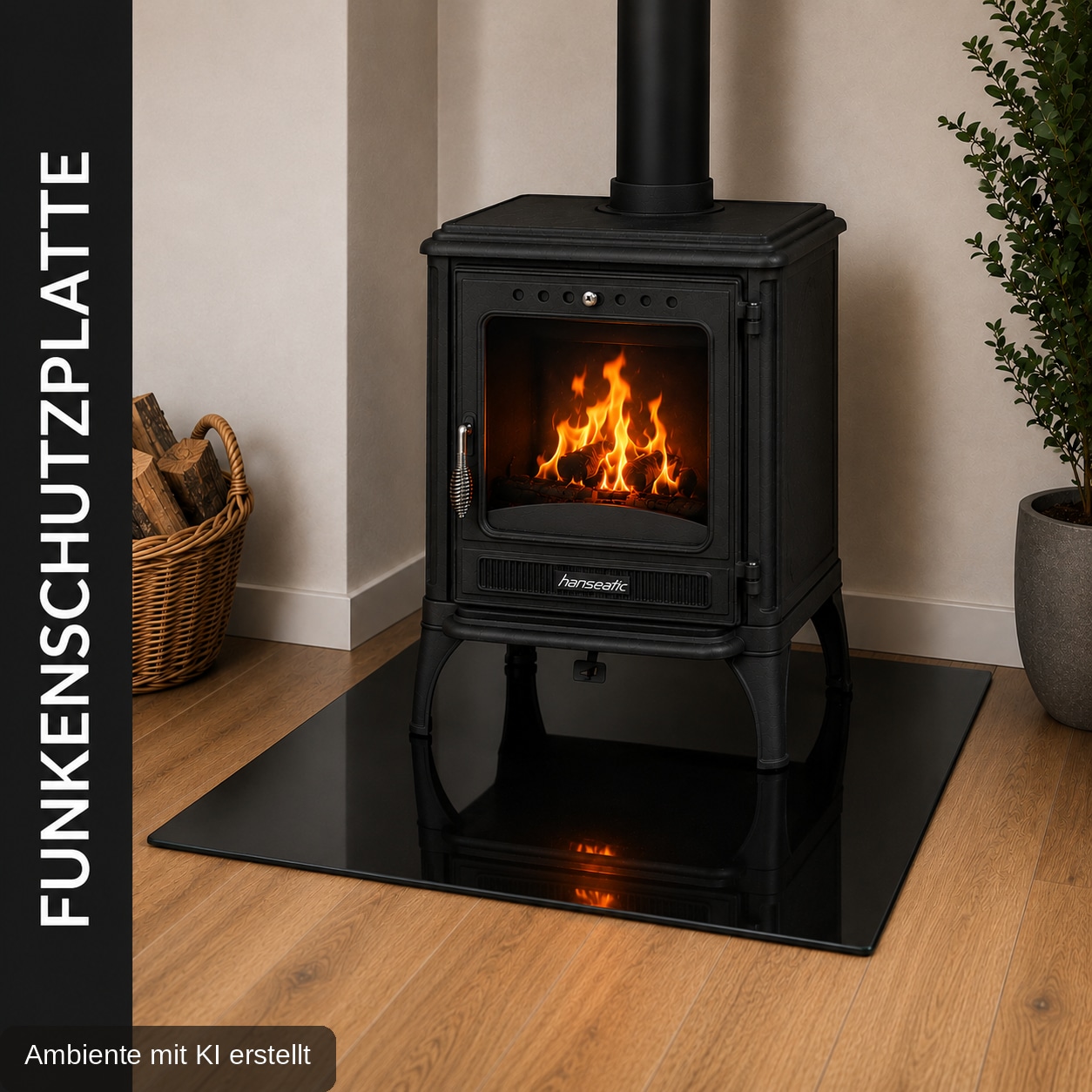 Hanseatic Bodenschutzplatte »Quadrat Glas Schwarz 110x110x0,8« Funkenschutzplatte