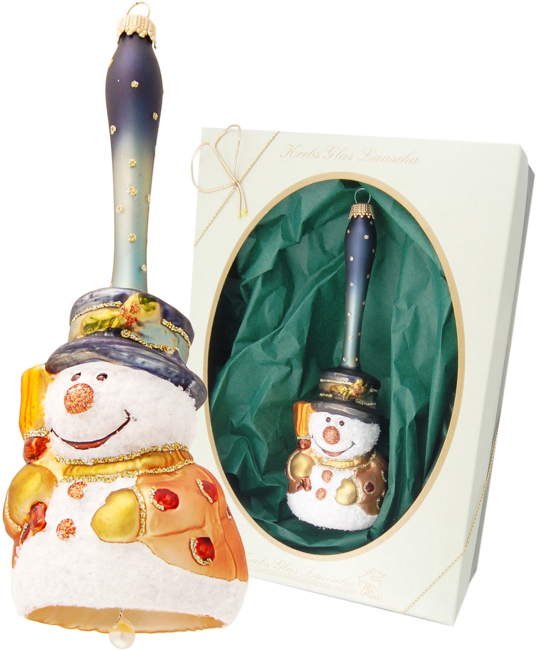 aus Lauscha kaufen Glas Christbaumschmuck Glas günstig online Schneemann-Glocke »KGL03491, tlg.), Krebs Weihnachtsdeko, (1 Christbaumschmuck«,