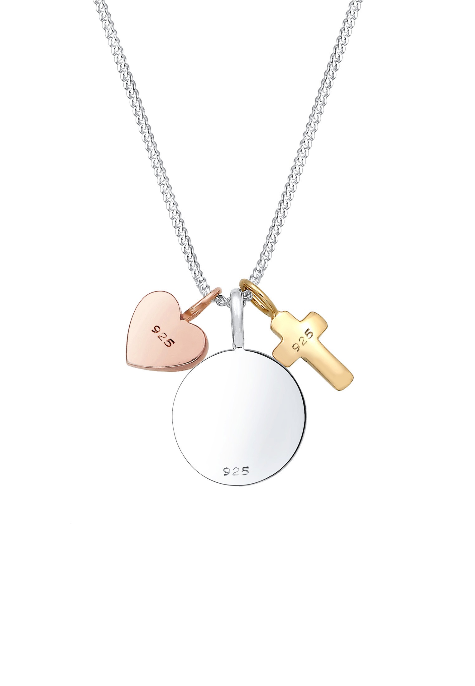 Elli Kette mit Anhänger »Halskette Kreuz Herz Taube Religion 925 Sterling Silber vergoldet«