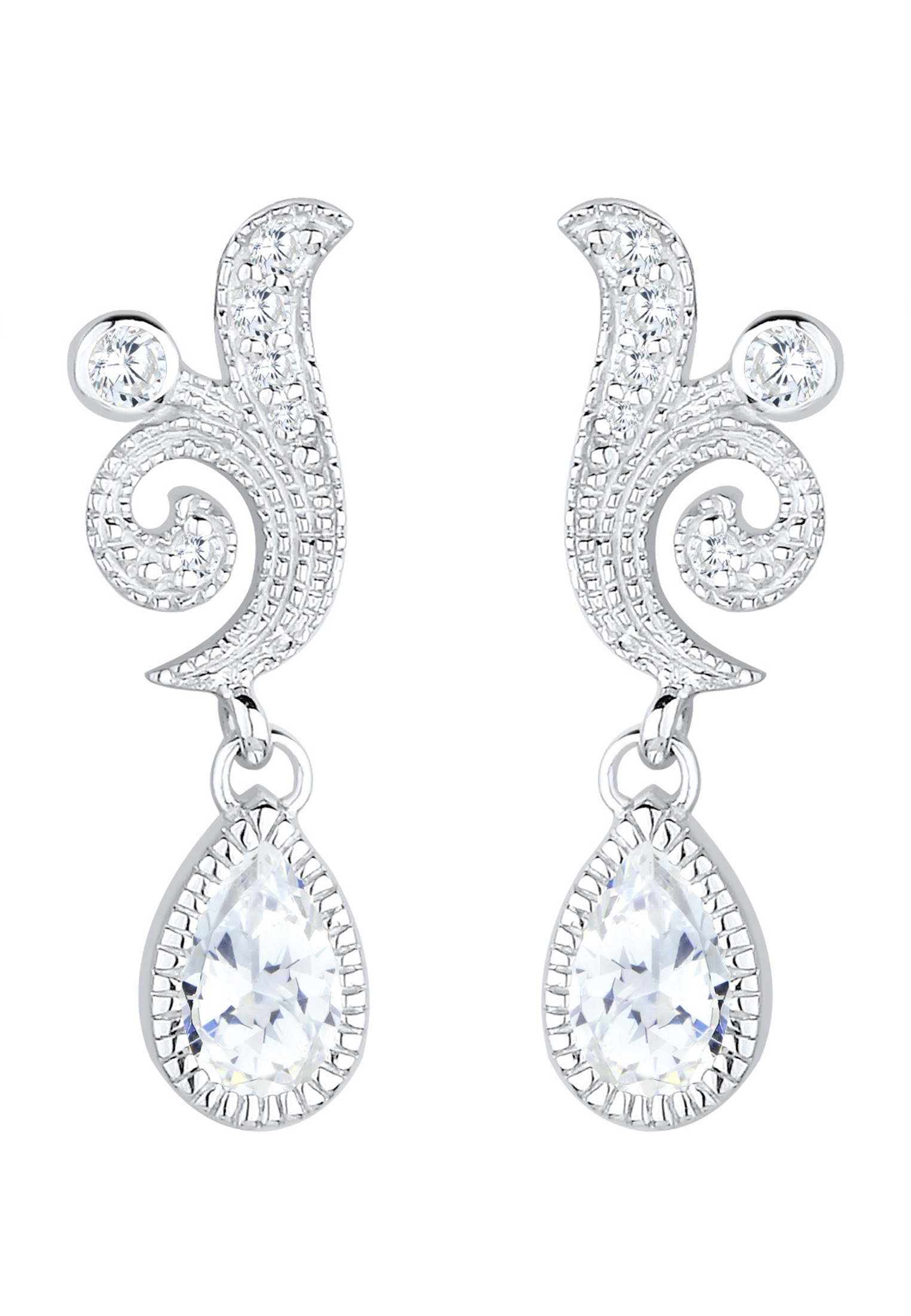 Elli Premium Paar Ohrhänger »Ohrringe Elli PREMIUM Ohrringe Ornament Tropfen Festlich Zirkonia 925 Silber«