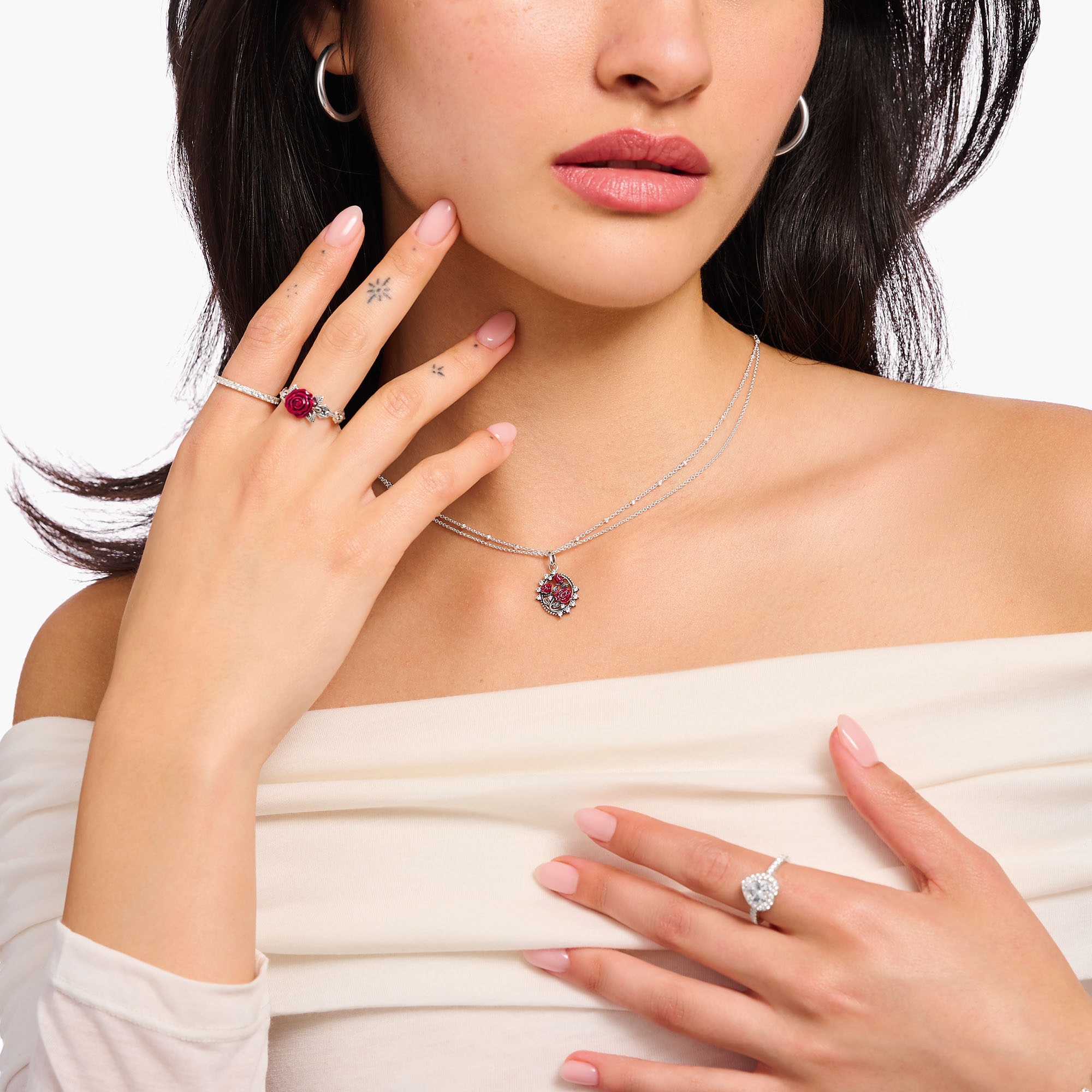 THOMAS SABO Kette mit Anhänger »Roses Romance, KE2302-691-10-L45V«, mit Zirkonia (synth.)