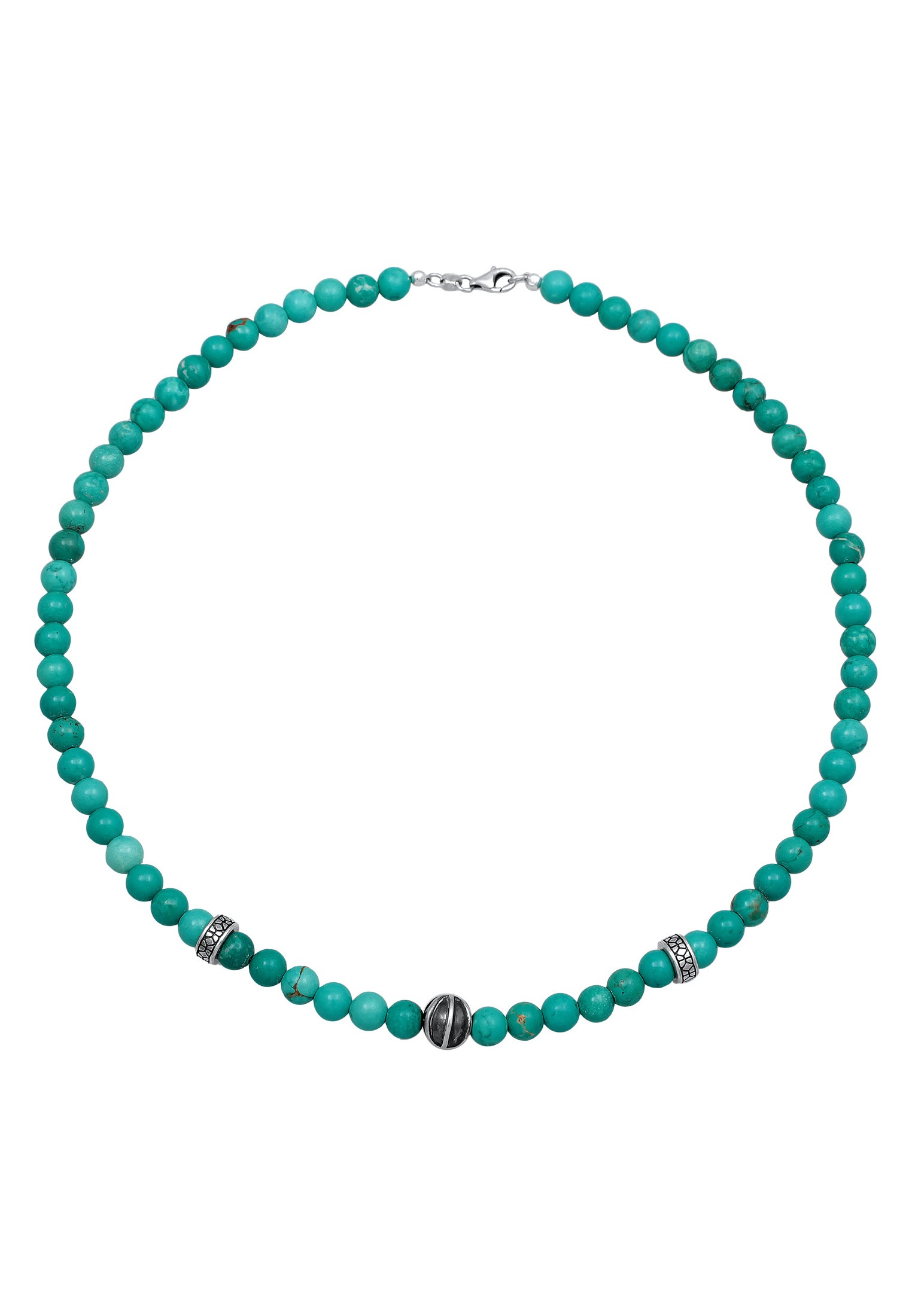 Kuzzoi Silberkette »Halskette Howlith Türkis Edelstein Perlen Beads 925 Silber«