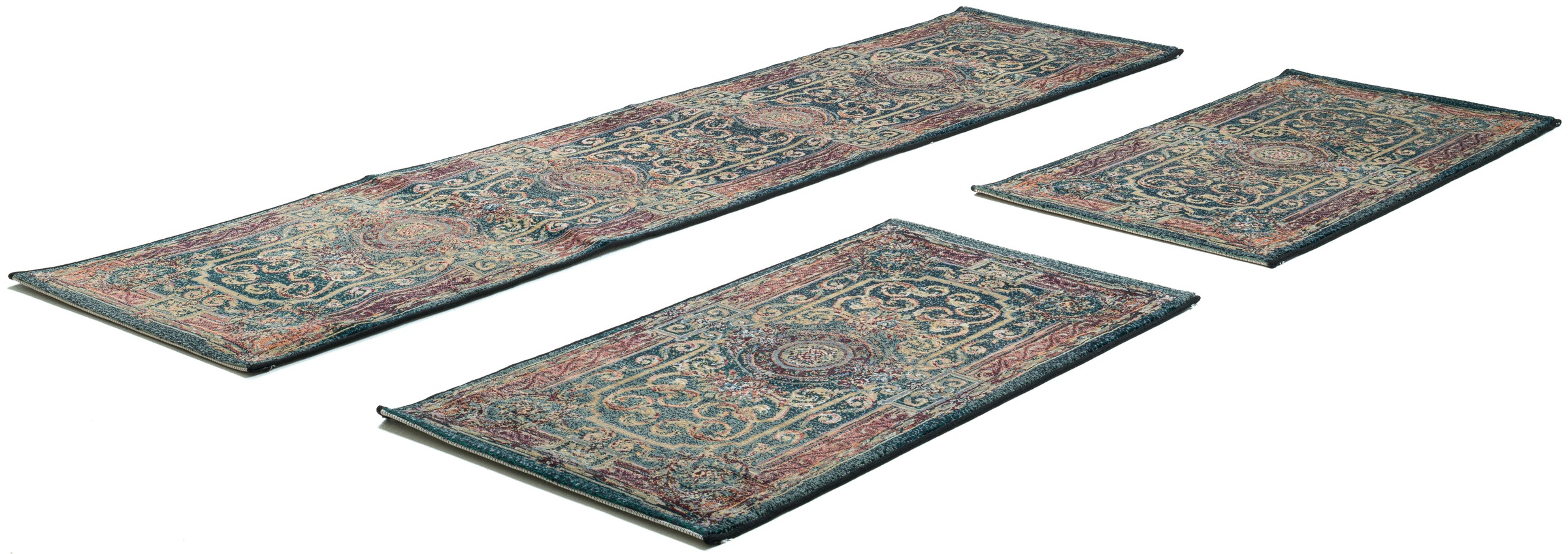 THEKO Bettumrandung »Gabiro 856« Höhe 10 mm 3 Stk. tlg. Bettvorleger, Läufer Set für das Schlafzimmer, Kurzflor, Orient-Optik