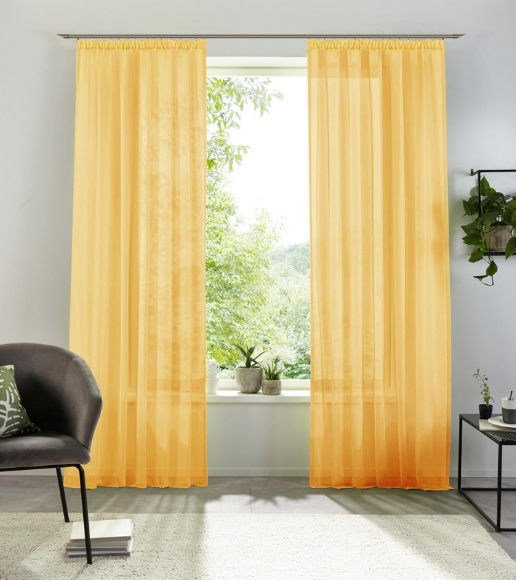 Gardine »XANA«, (1 St.), 1 Schal, Voile, einfarbig, pflegeleicht