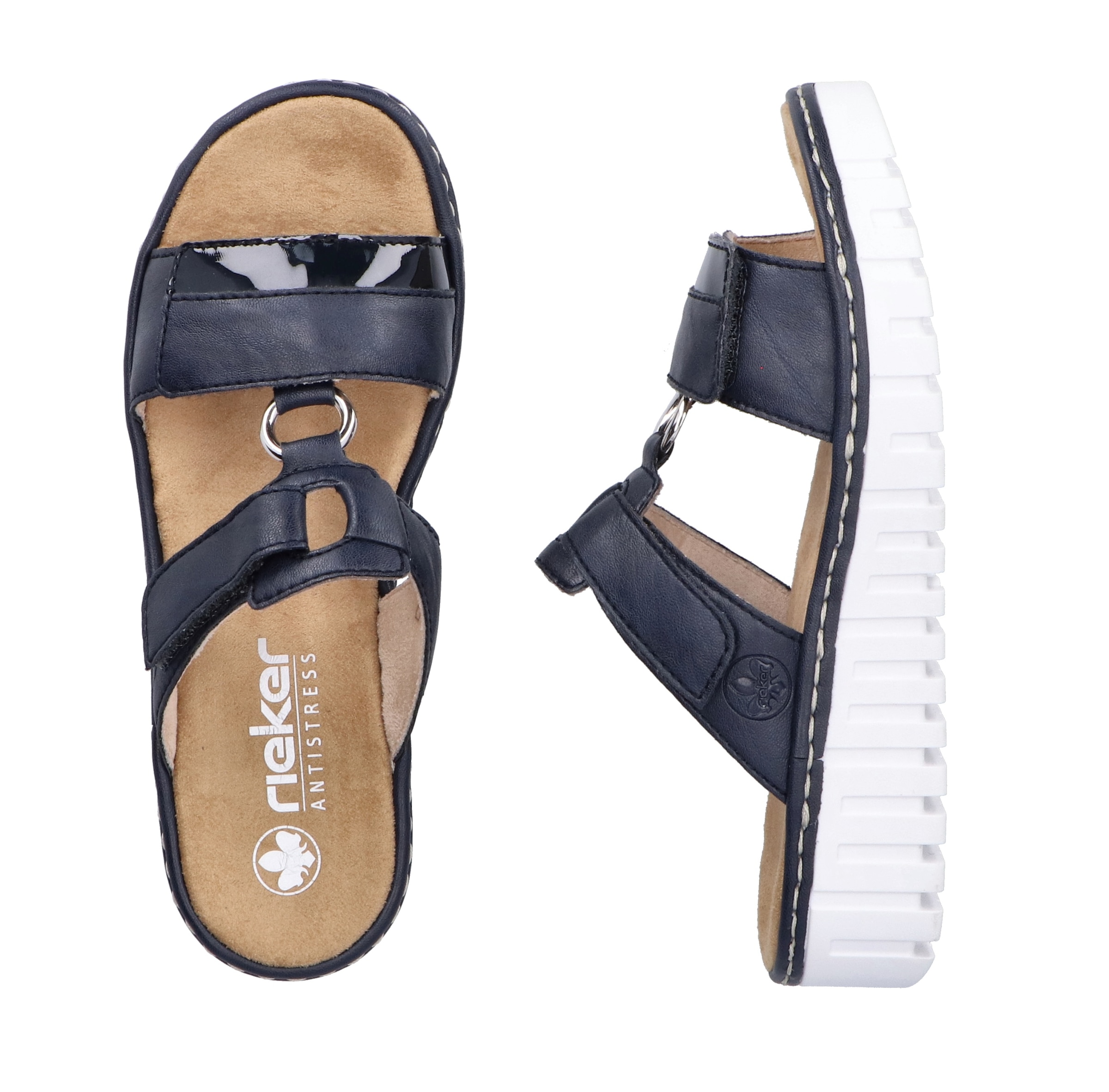 Rieker Keilpantolette, Sommerschuh, Strandschuh, Keilabsatz, mit zwei Klettverschlüssen