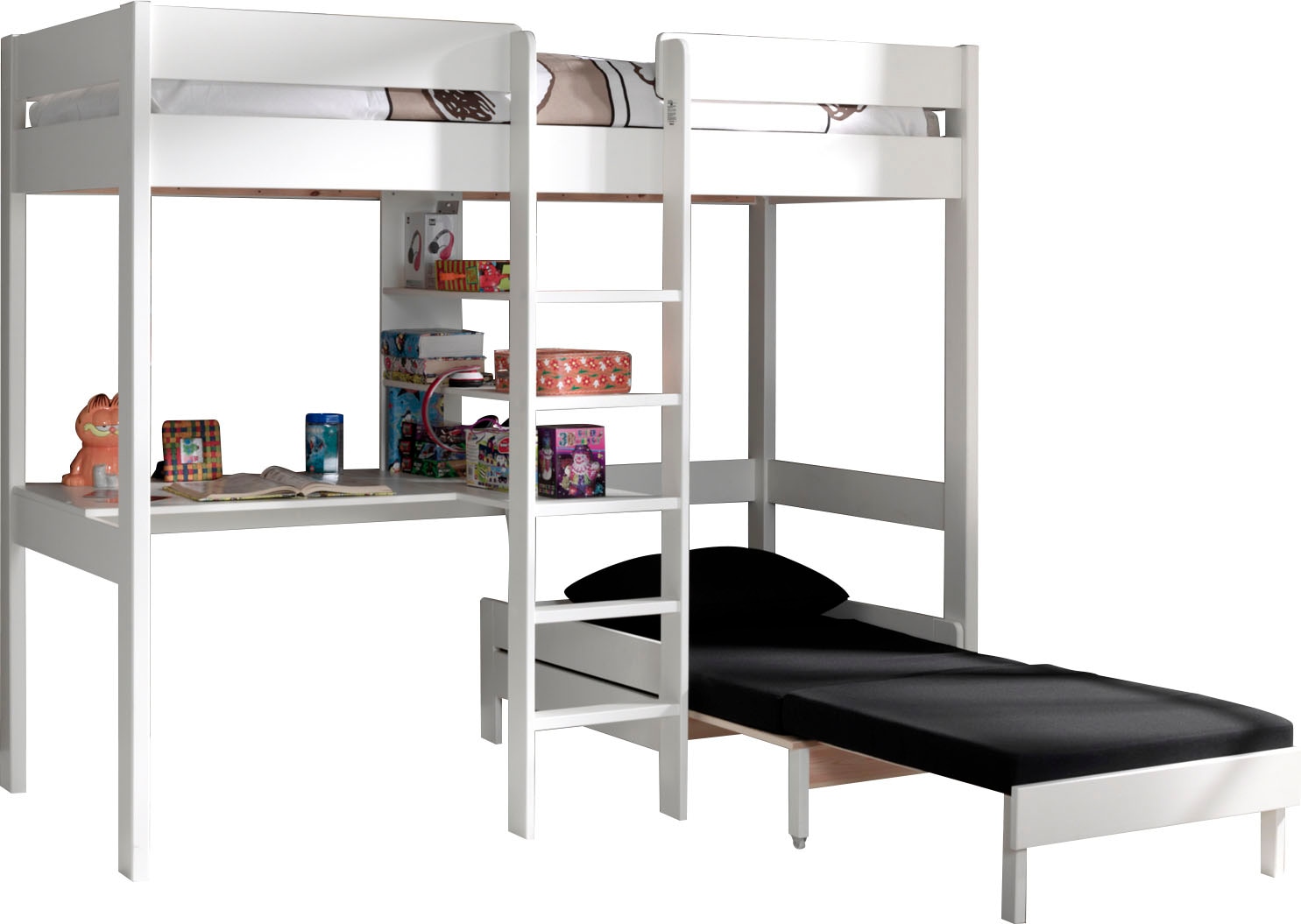 Vipack Hochbett »Pino«, (Made in Europe), mit Sessel, Schreibplatte und Regal