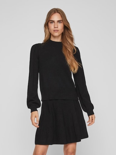 Vila Rundhalspullover »VIRIL TURTLE-NK BALLOON L/S TOP - NOOS« Materialmix, regular fit