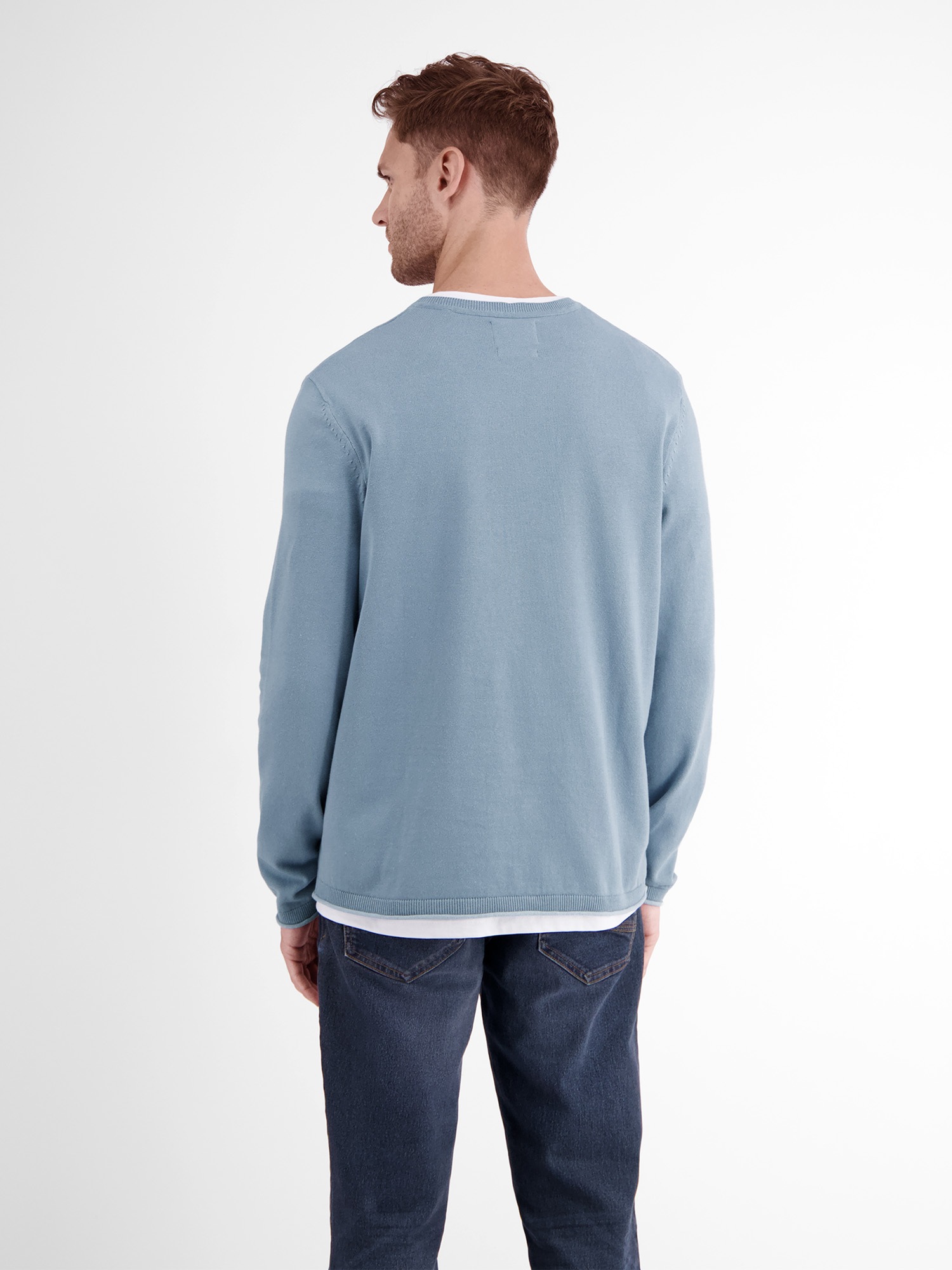 LERROS Strickpullover »Rundhalspullover, Flachstrick«