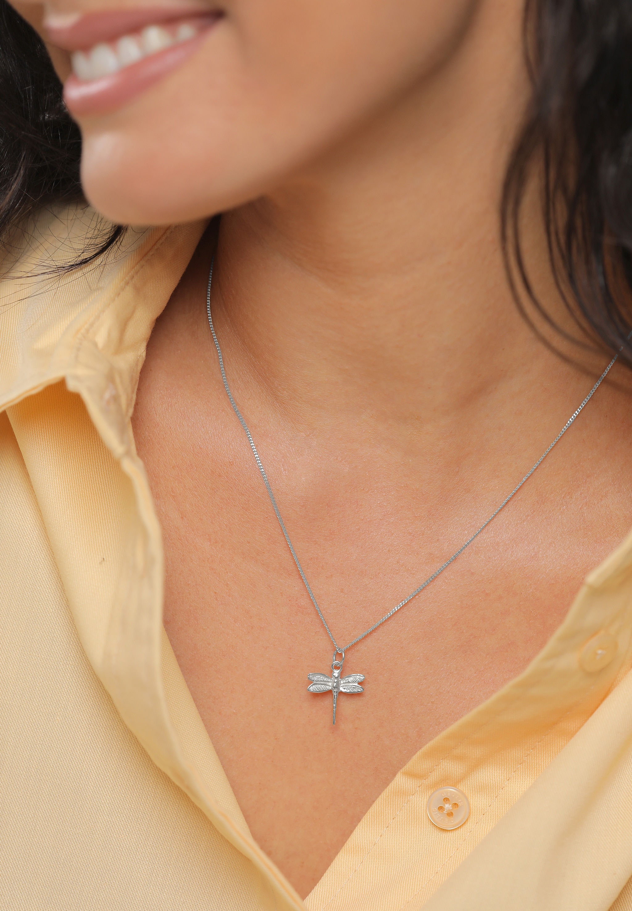 Elli Kette mit Anhänger »Halskette Libelle Panzerkette Tier Natur 925 Silber«