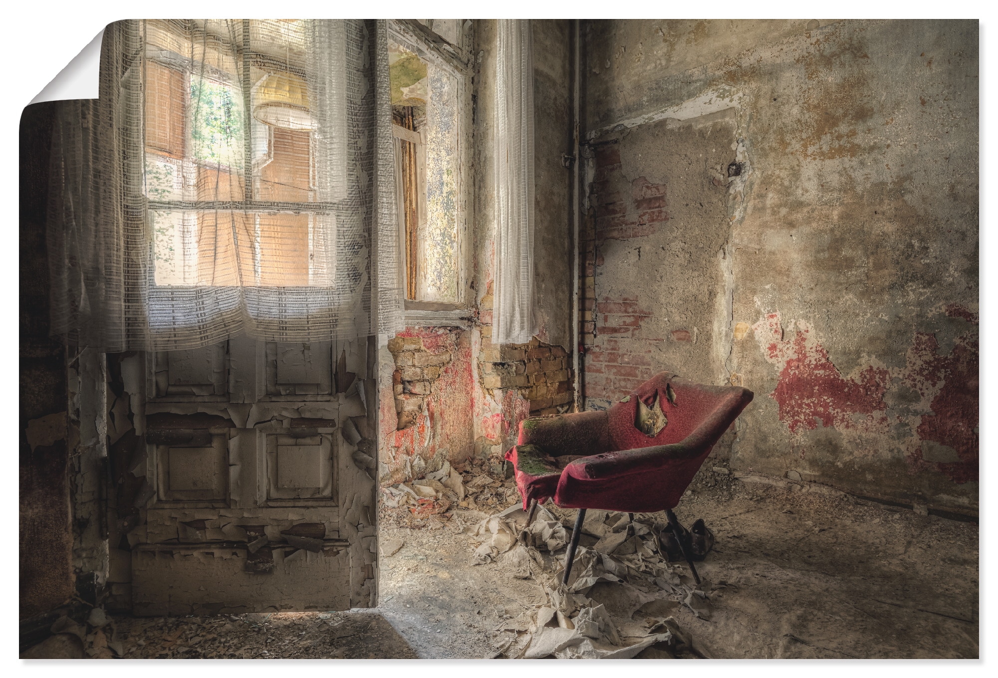 Artland Wandbild »Lost Place - roter Sessel I«, Innenarchitektur, (1 St.), als Alubild, Outdoorbild, Leinwandbild, Poster, Wandaufkleber