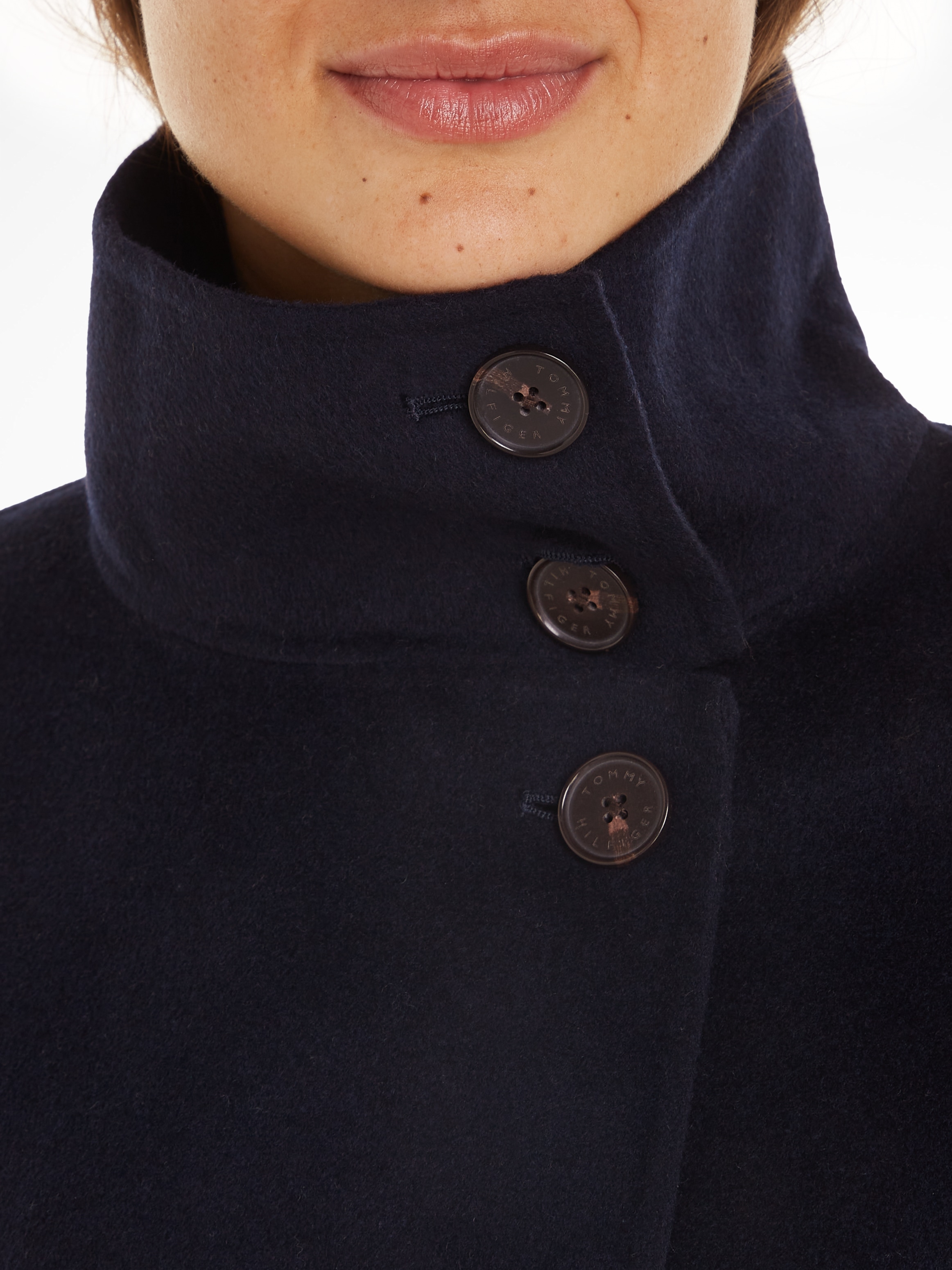 Tommy Hilfiger Outdoorjacke »DF WOOL BLEND FUNNEL JACKET«, mit hochschließendem Kragen