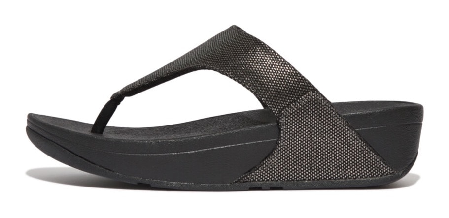 Fitflop Zehentrenner »LULU GLITZ«, Keilabsatz, Sommerschuh, Microwobbleboard - komfortables Fußbett