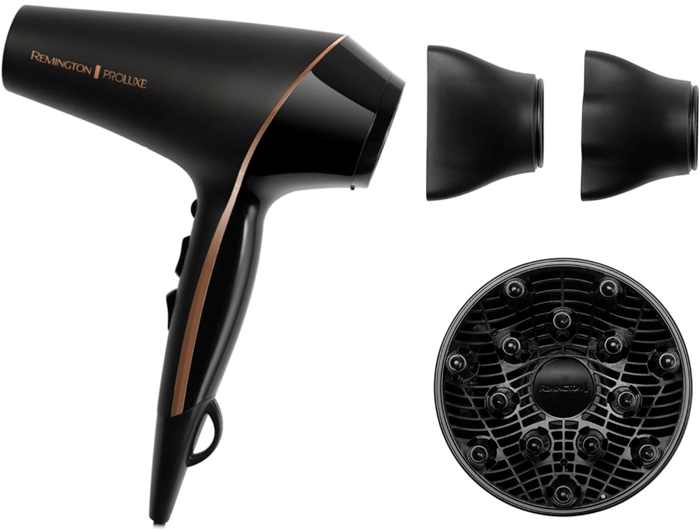 Remington Haartrockner "PROluxe Midnight Edition (AC9140B)" 2.400 W 3 Aufsätze Profi, mit Ionenpflege, OPTIheat-Technologie und langlebigem AC-Motor