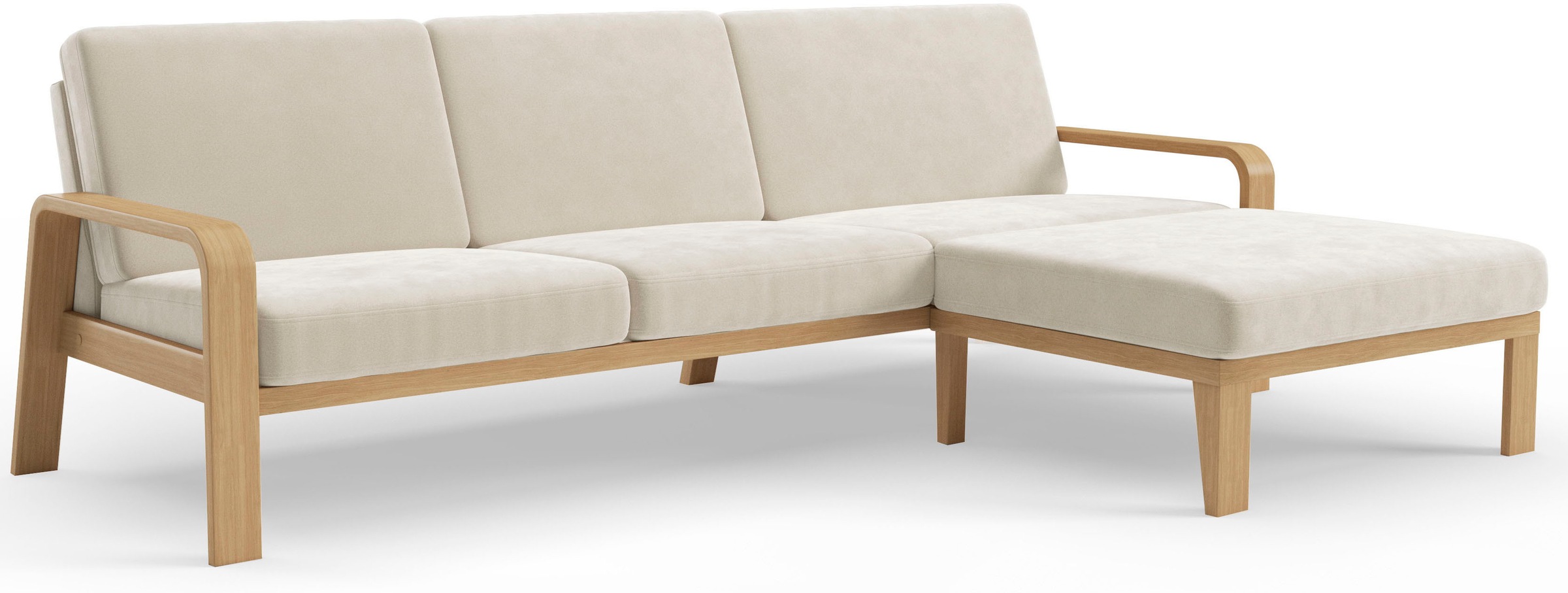 sit&more Ecksofa »Kolding L-Form«, Armlehnen aus Buchenholz in natur, verschiedene Bezüge und Farben