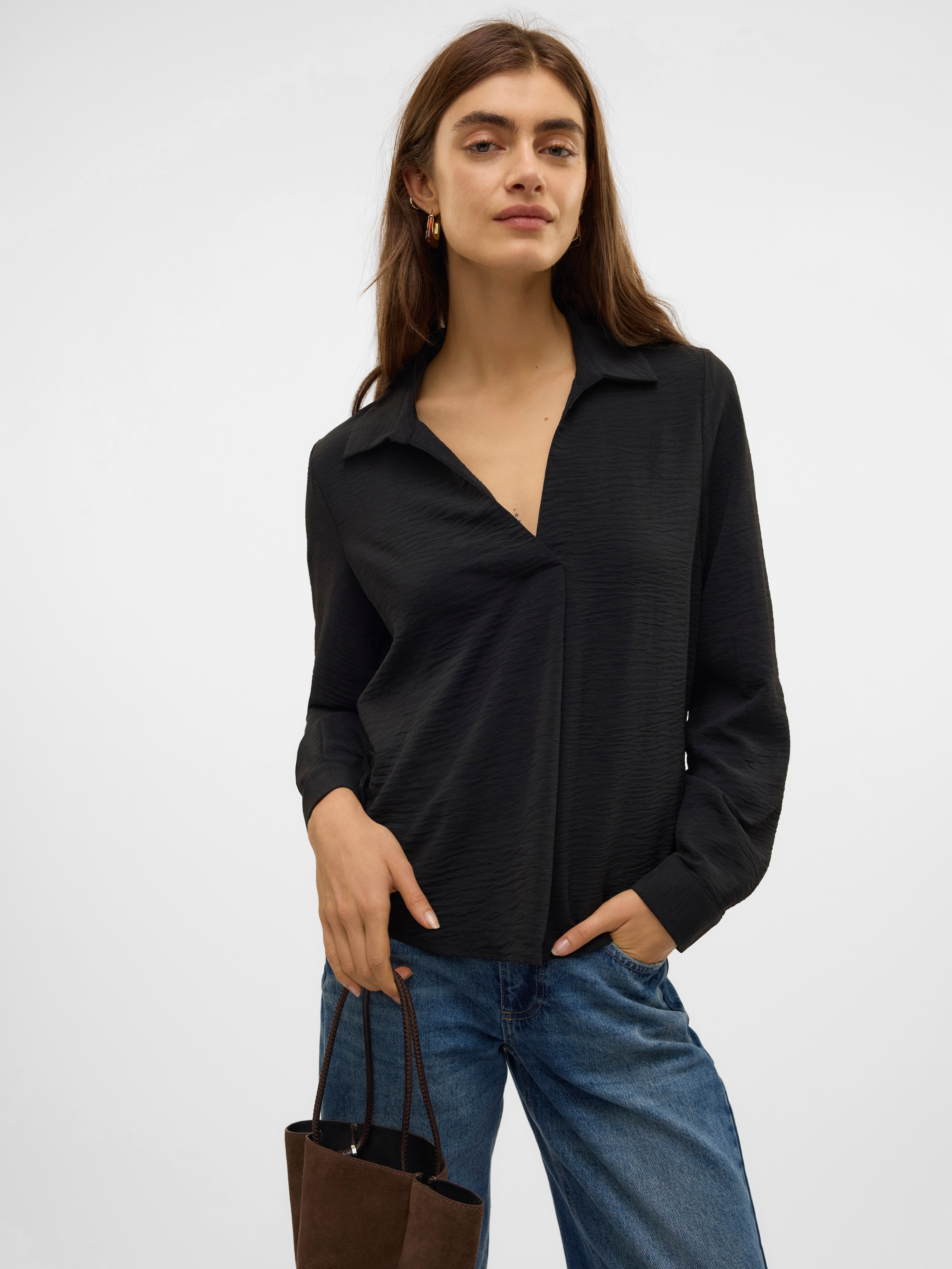 Vero Moda Blusenshirt »VMALVA L/S COLLAR TOP WVN GA«