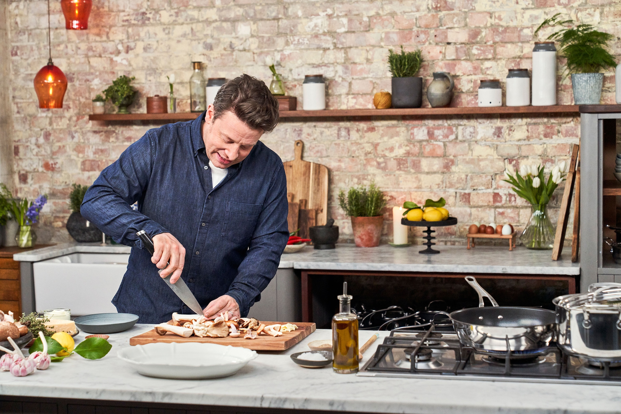 Tefal Topf-Set »E307S7 Jamie Oliver«, Edelstahl, (Set, 7 tlg., je 1x Bratentopf mit Deckel Ø 16/20/24 cm, 1x Stielkasserolle Ø 16 cm), induktionsgeeignet, besonders flacher Deckel