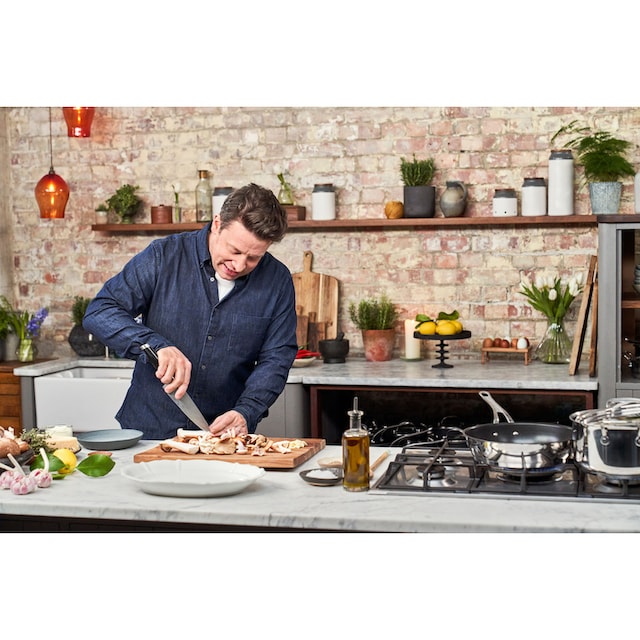 Tefal Topf-Set »E307S7 Jamie Oliver«, Edelstahl, (Set, 7 tlg.),  induktionsgeeignet, besonders flacher Deckel mit 3 Jahren XXL Garantie