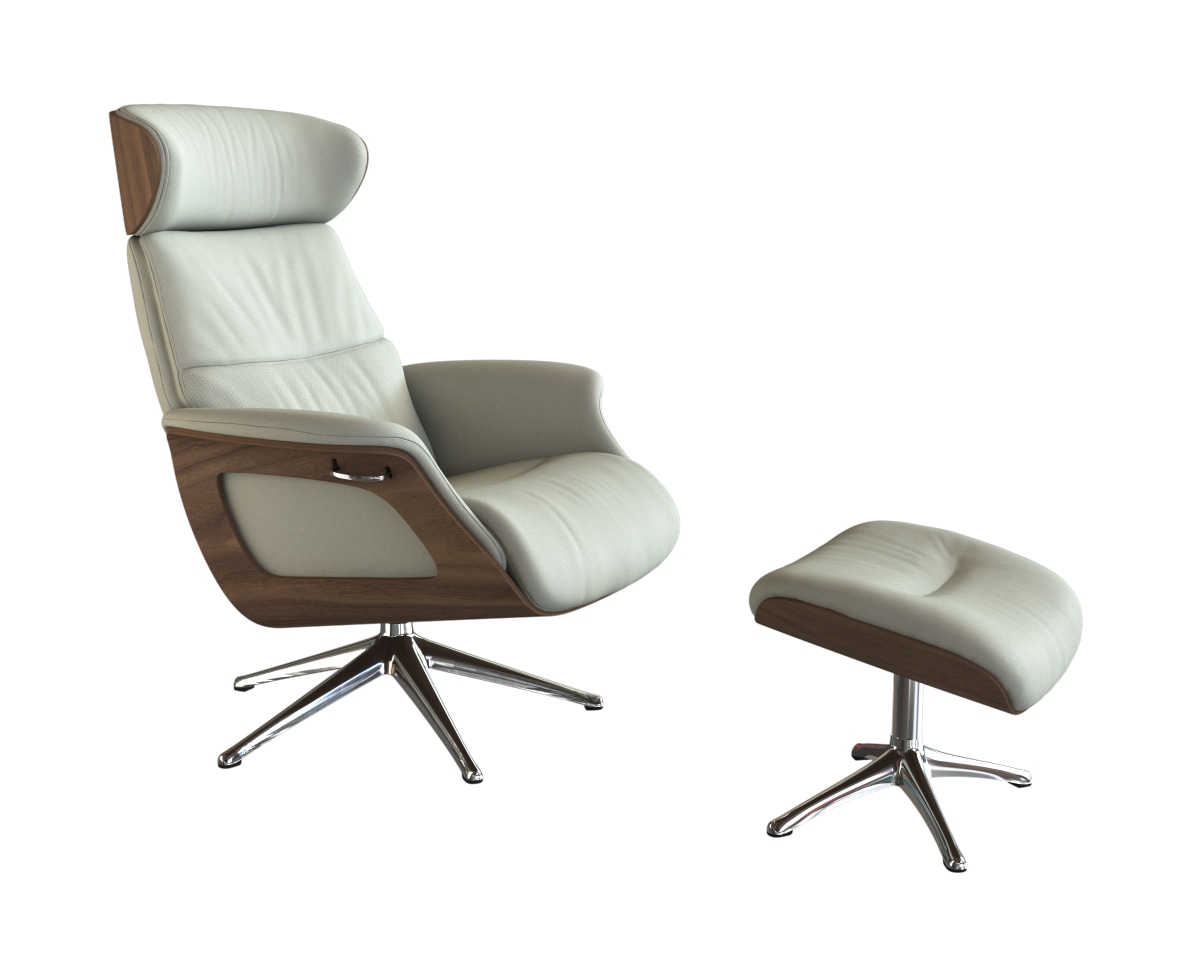 FLEXLUX Relaxsessel »Rücken u. Kopfverstellung, ergonomisch, Airchannels, klasse Komfort«, Rücken- & Kopfteilverstellung, Drehbar, Armlehne Walnuss, Fuß Alu