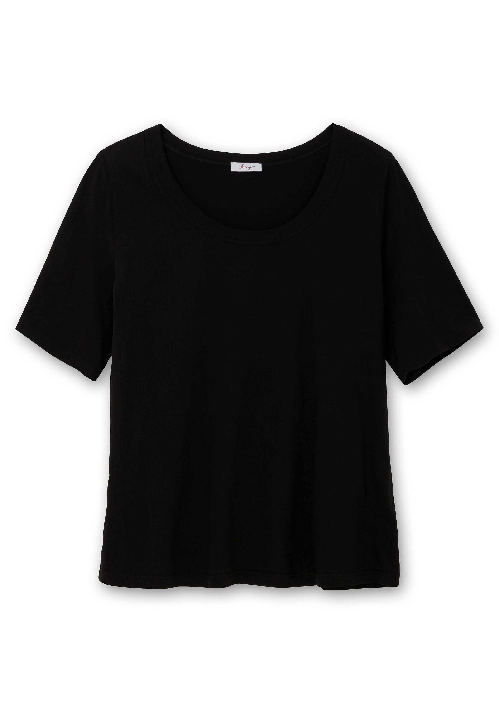 Sheego T-Shirt »Shirt mit weitem Rundhalsausschnitt, in Rippstruktur«