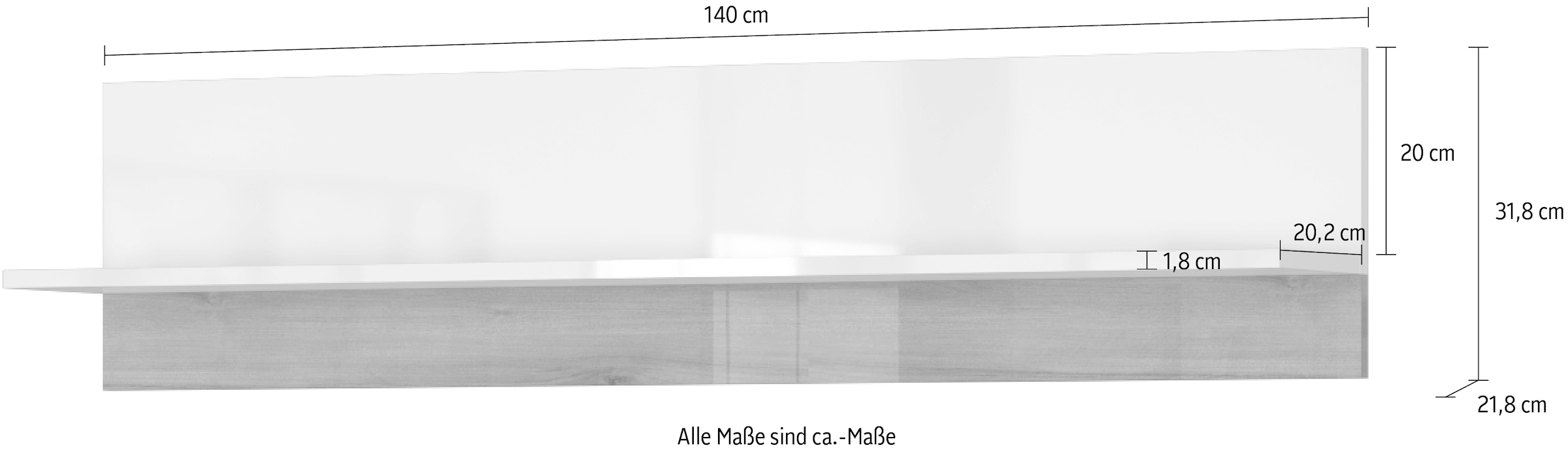 Home affaire Wandregal »Vida«, UV lackiert, kratzfest, hochglänzend