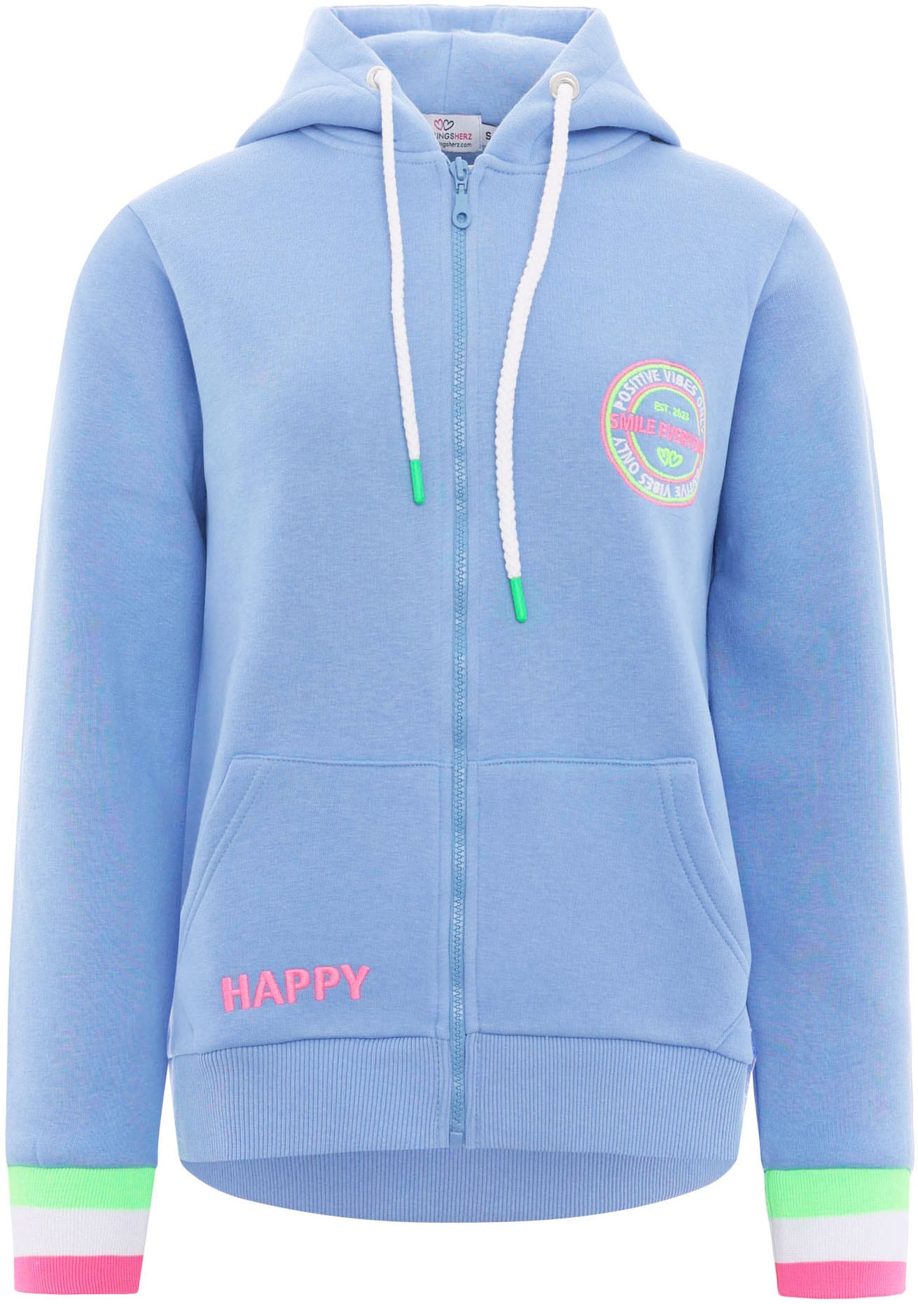 Zwillingsherz Kapuzensweatjacke »"Smile Everyday ZH"« Kapuze, Taschen,  Langarm, Stickerei, Reißverschluss