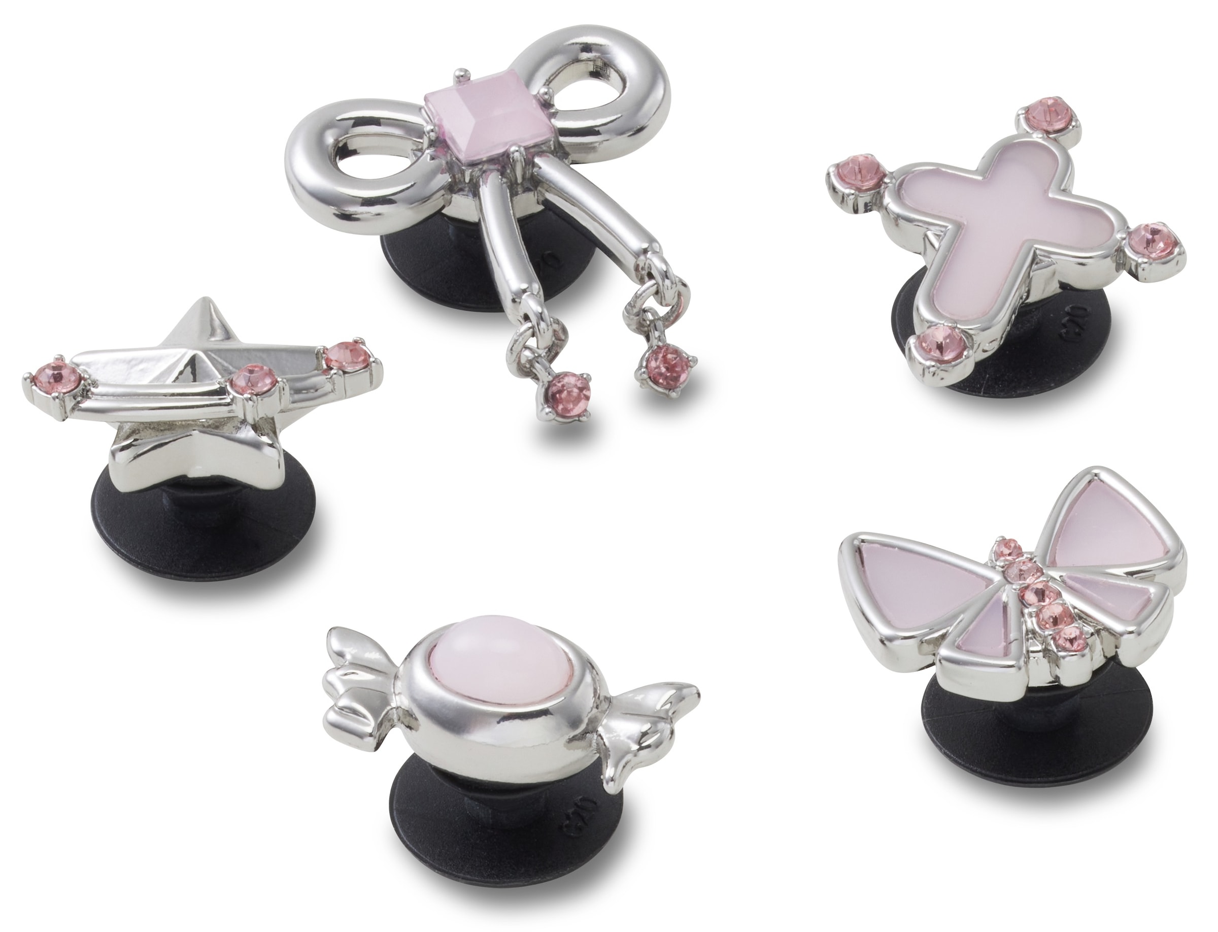 Crocs Schuhanstecker »Jibbitz™ Silver and Pink« Set, Kein Spielzeug. Nicht für Kinder unter 3 Jahren geeignet, 5 Stk. , Charm, Anstecker für Crocs Schuhe