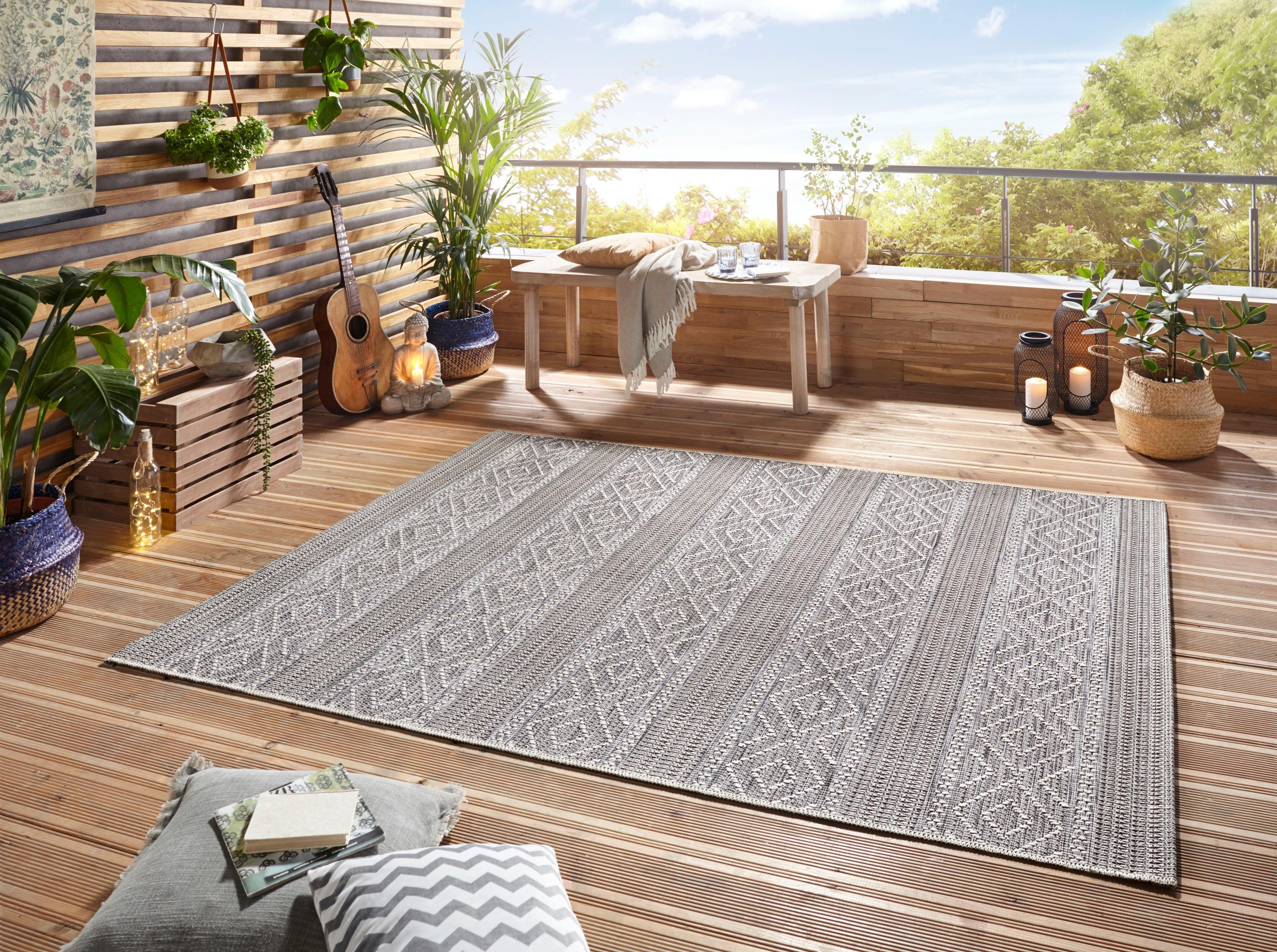 ELLE DECORATION Läufer »Rhone«, rechteckig, 4 mm Höhe, In-und Outdoor geeignet, Strapazierfähig und pflegeleicht, Flachgewebe