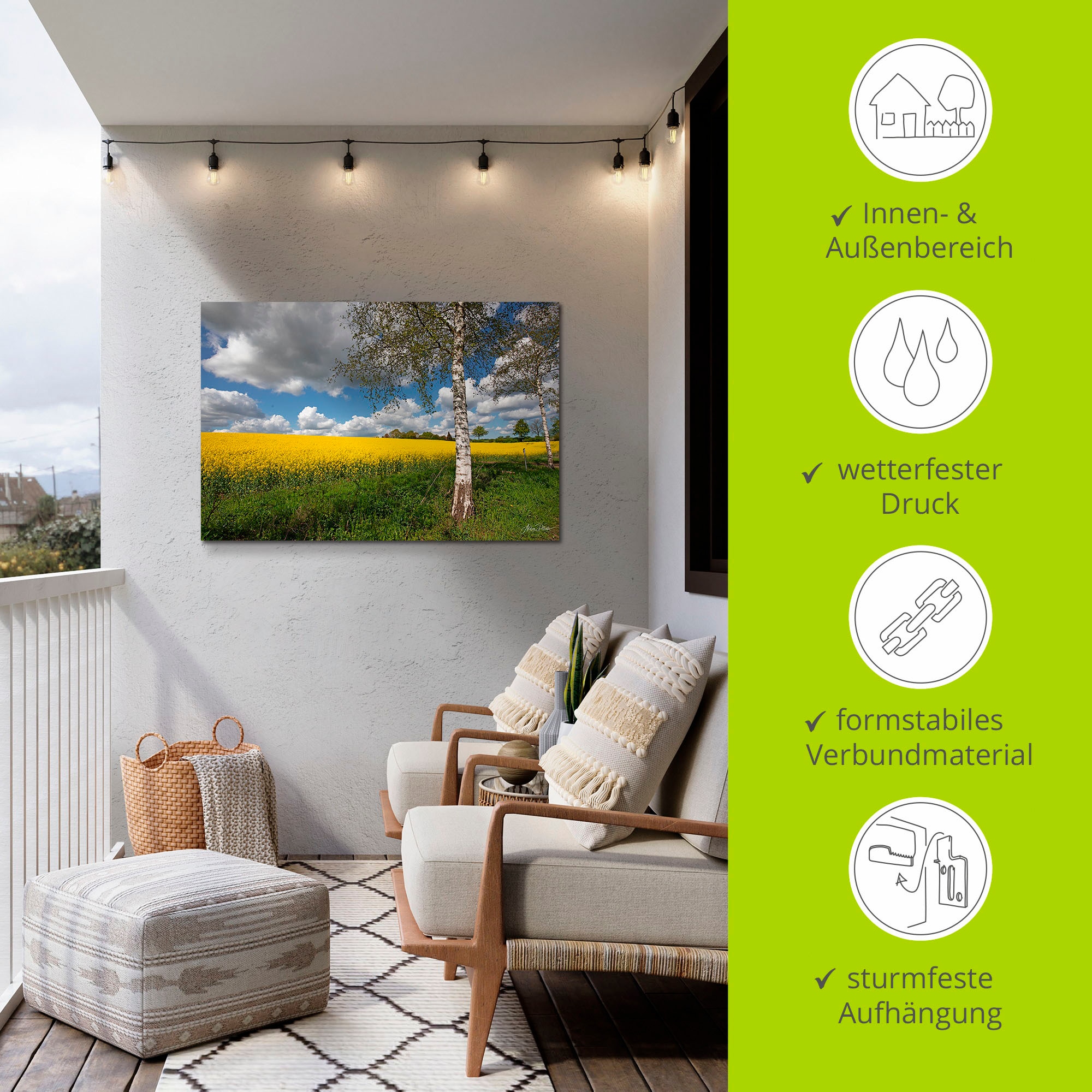 Artland Wandbild »Rapsfeld«, Wiesen & Baumbilder, (1 St.), als Alubild, Outdoorbild, Poster in verschied. Größen