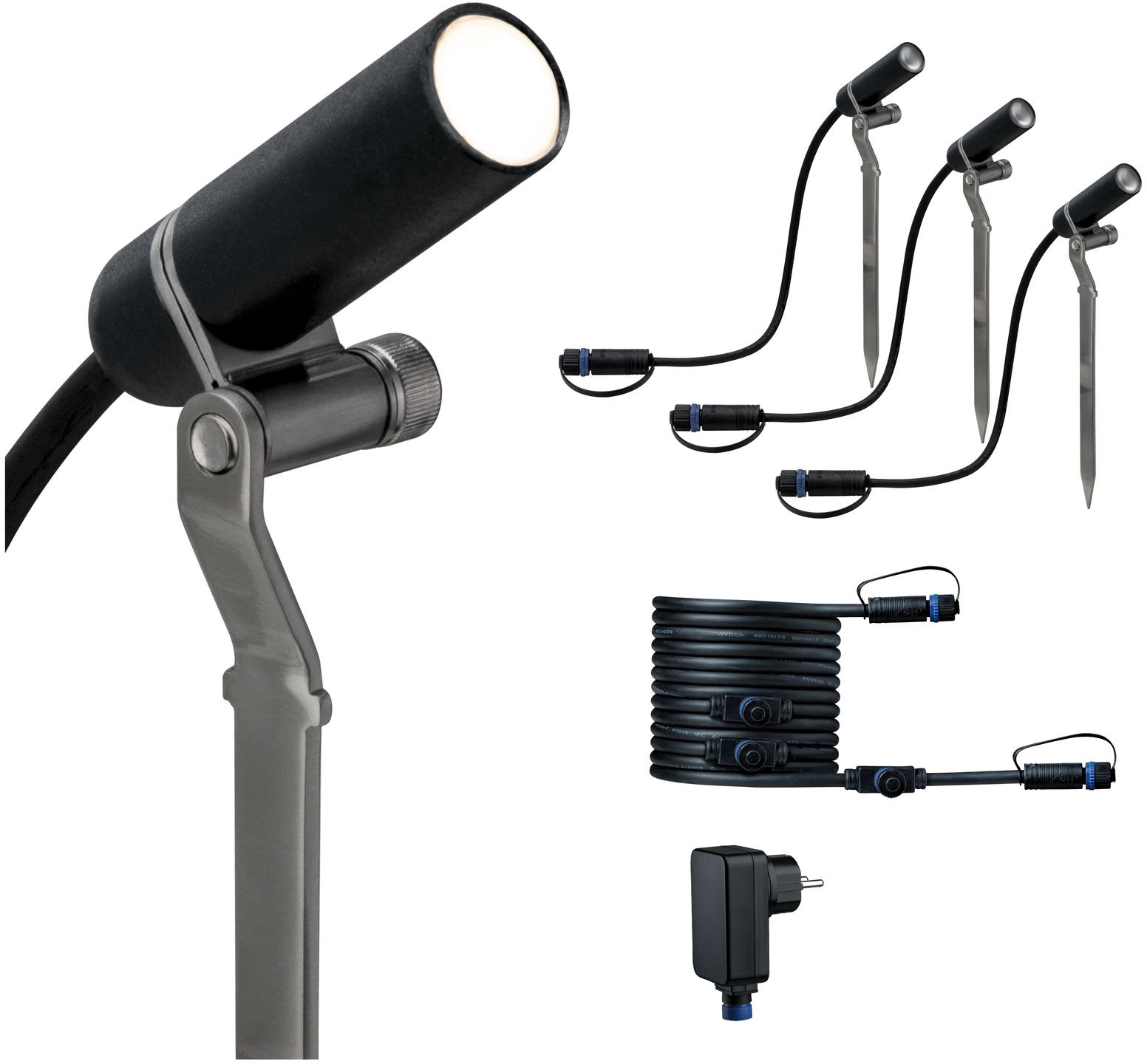 Paulmann LED Gartenstrahler »Plug & Shine«, 3 flammig, Leuchtmittel LED-Modul | LED fest integriert, LED-Modul, 3000K 24V Anthrazit