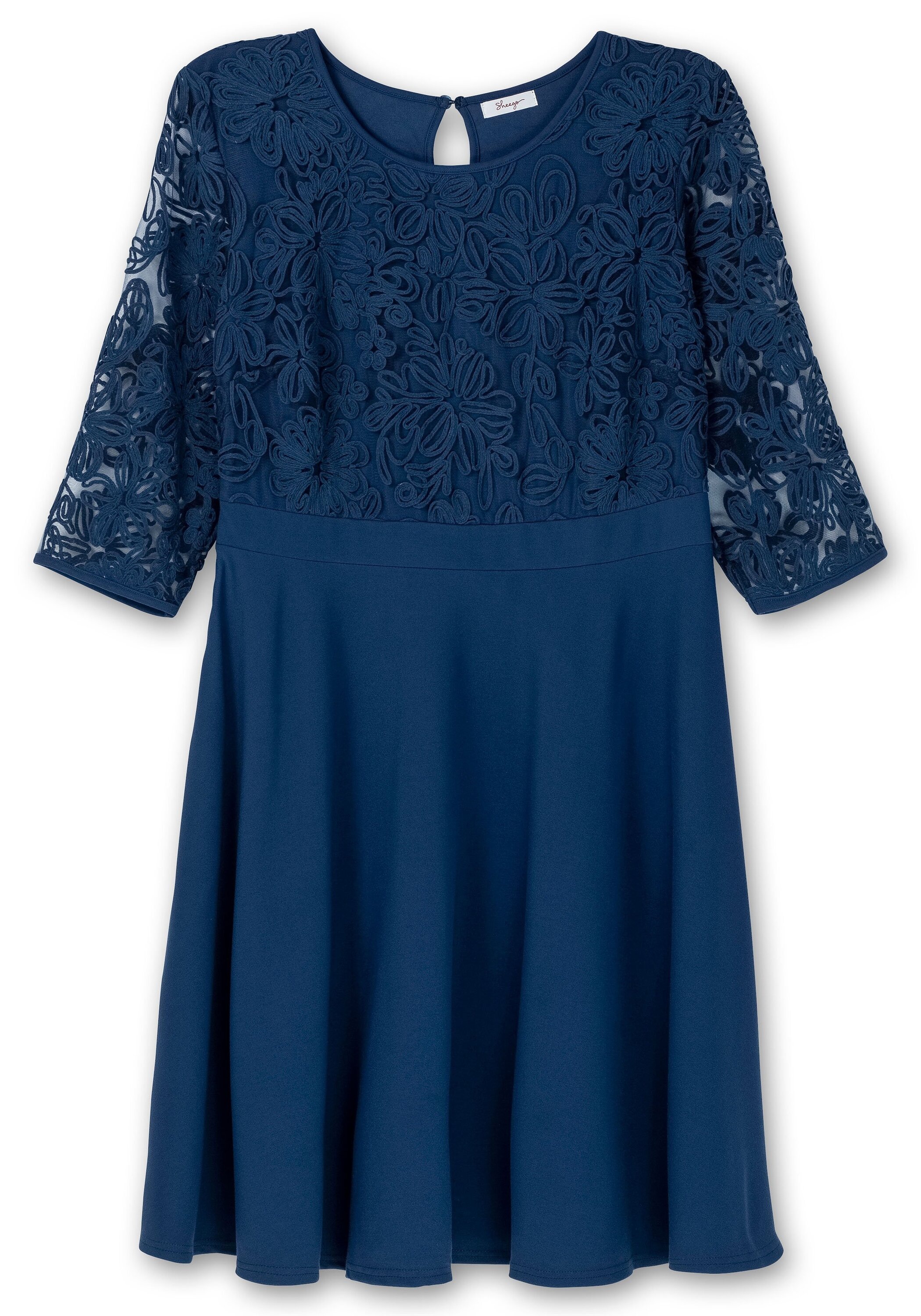 Sheego Abendkleid »Cocktailkleid mit Zierbortenstickerei am Oberteil«