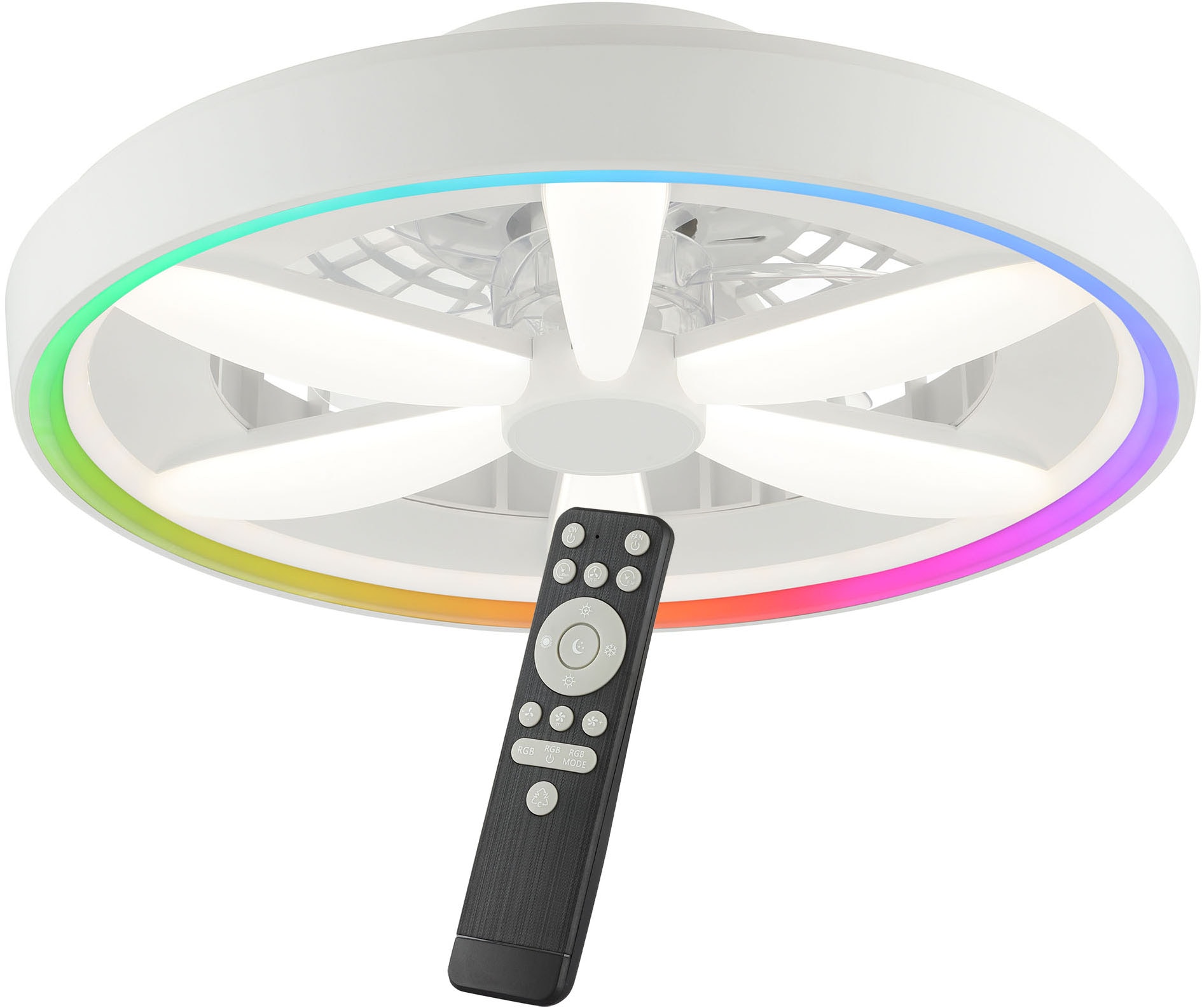 Hanseatic LED Deckenleuchte »DLV2205« LED-Modul 1 Stk. RGB | warmweiß - kaltweiß LED Ventilator, Ø 48 cm, 6400 lm, dimmbar, Fernbedienung