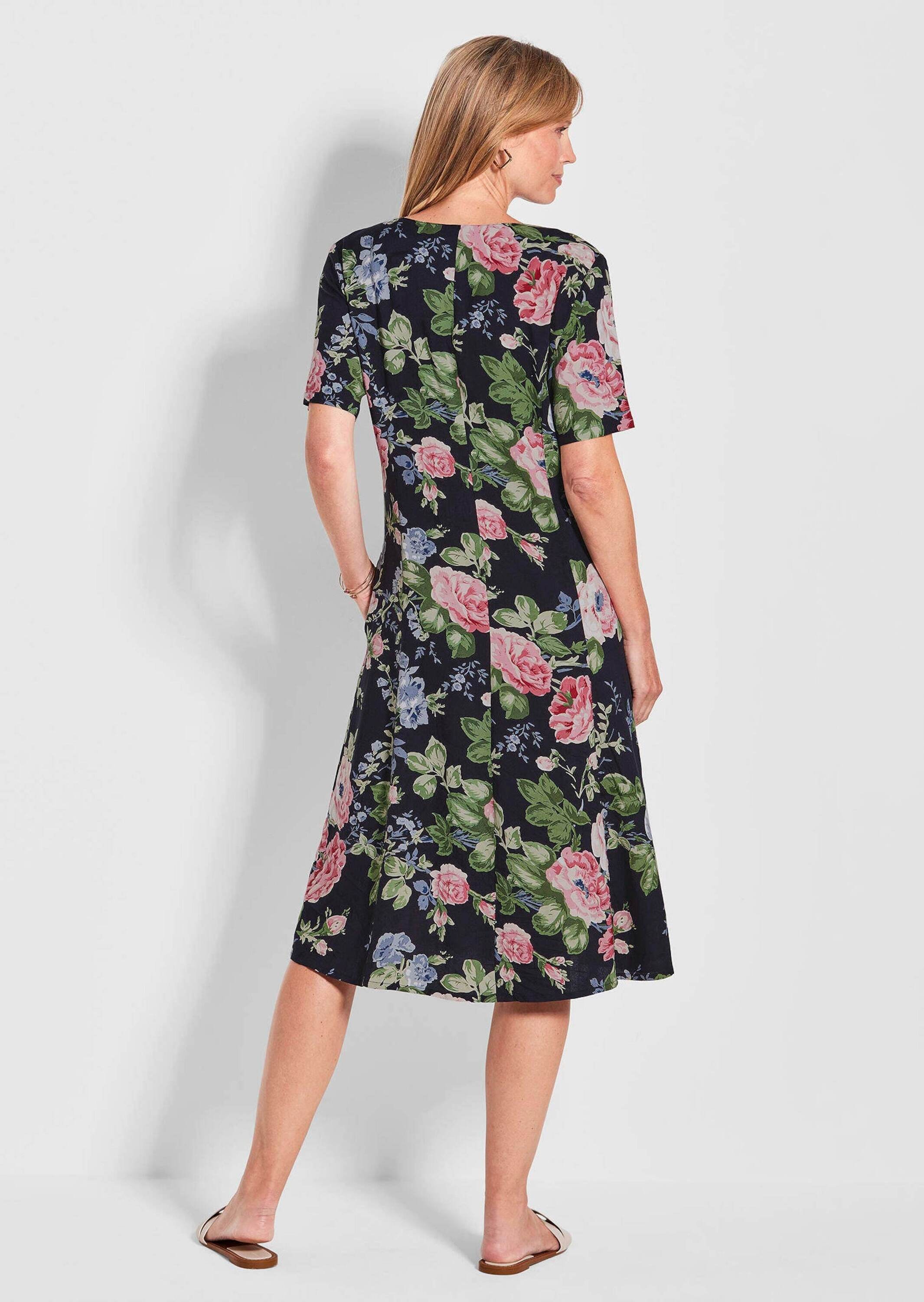 GOLDNER Sommerkleid »Kurzgröße Kleid« Seitennahttaschen Knopfleiste